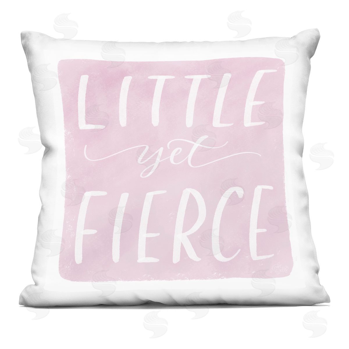 MakeWells Little Yet Fierce Pink Nursery Printed Plush Polyester Throw Pillow