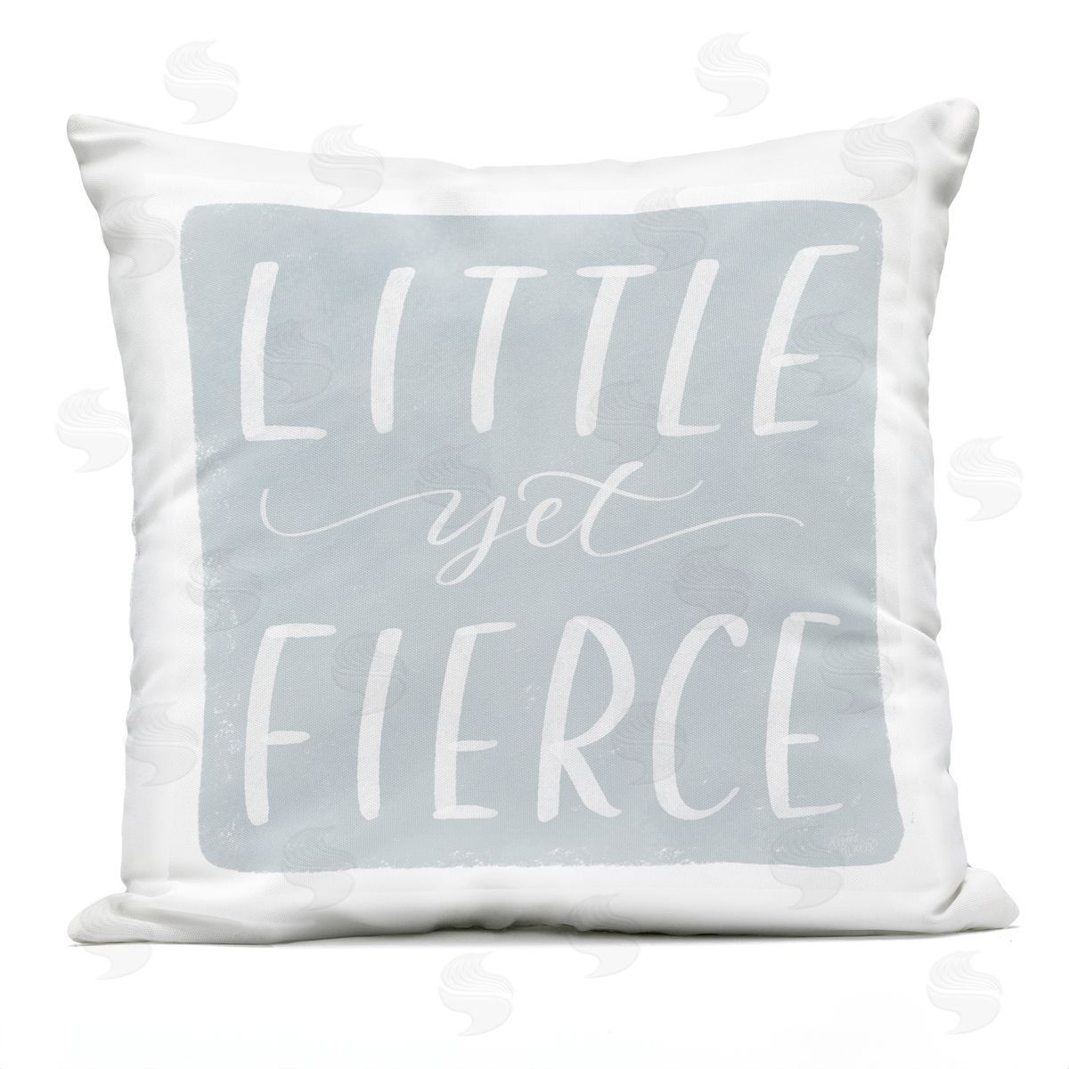 MakeWells Little Yet Fierce Blue Nursery Outdoor Quick-Dry Polyester Printed Throw Pillow