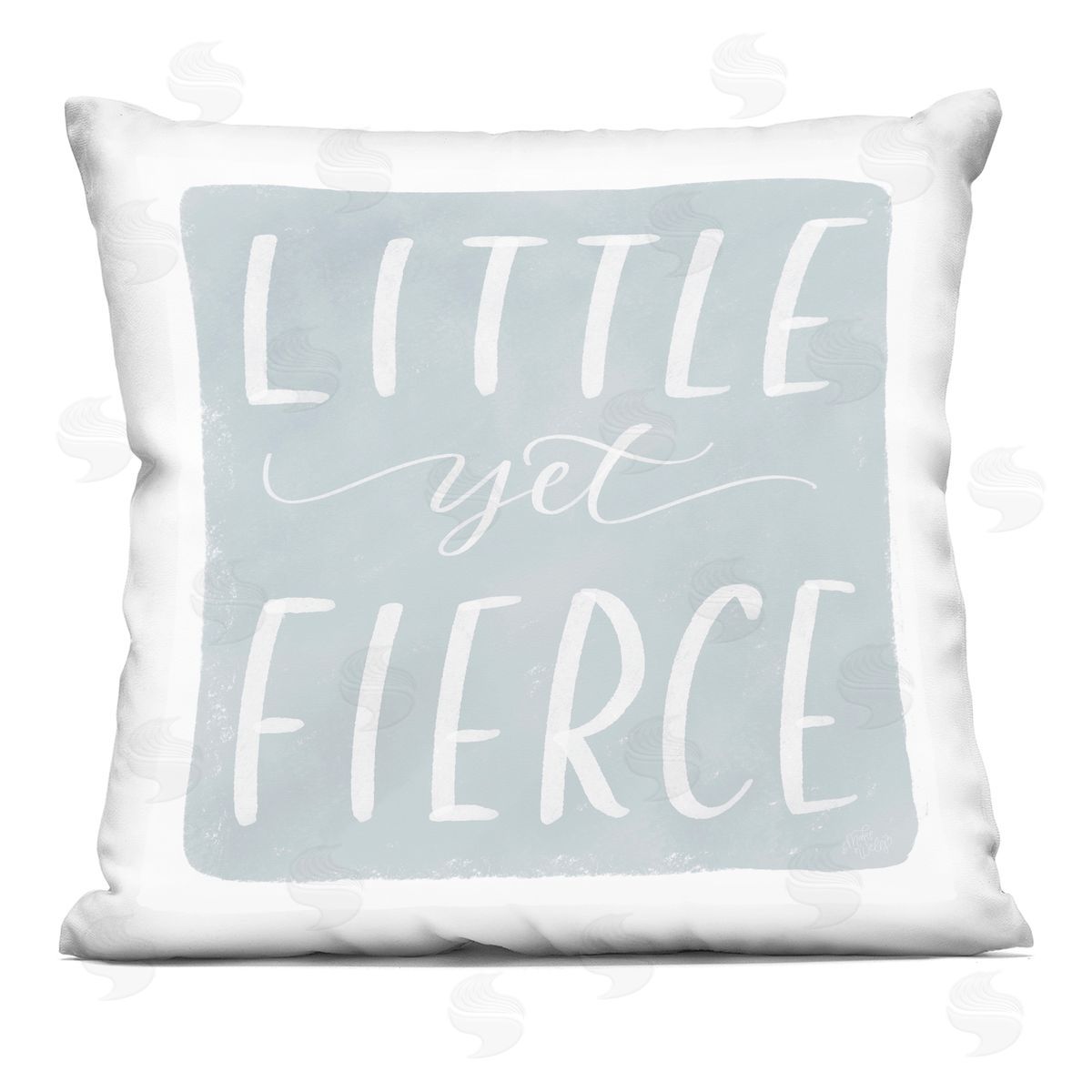 MakeWells Little Yet Fierce Blue Nursery Printed Plush Polyester Throw Pillow