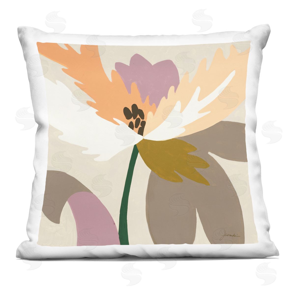 Modern Flower Shape Arrangement Decorative Printed Pillow, Home Decor by Liz Jardine