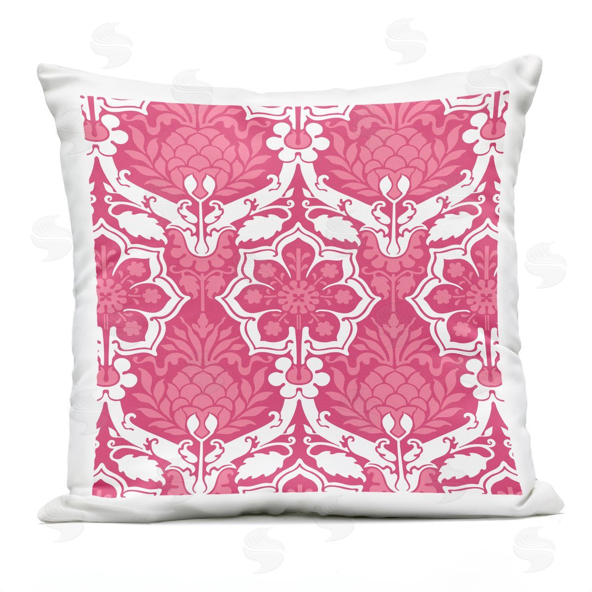 Pink Jacquard Floral Pattern Outdoor Printed Pillow, Home Decor by Geoff Tygert