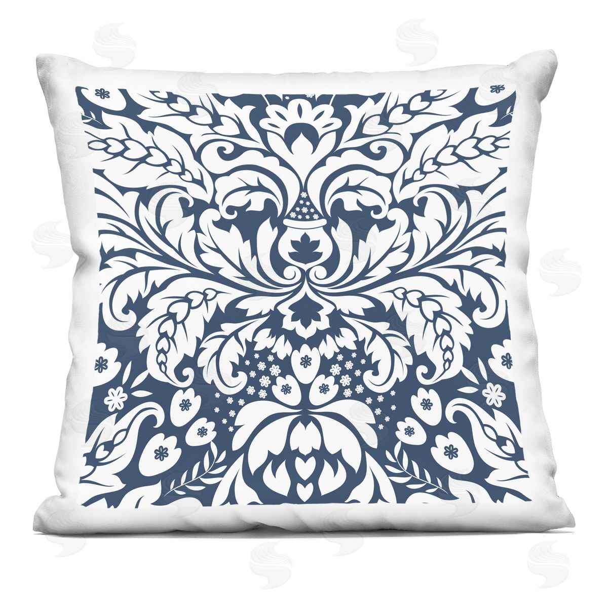 Intricate Floral Damask Pattern Decorative Printed Pillow, Home Decor by Geoff Tygert