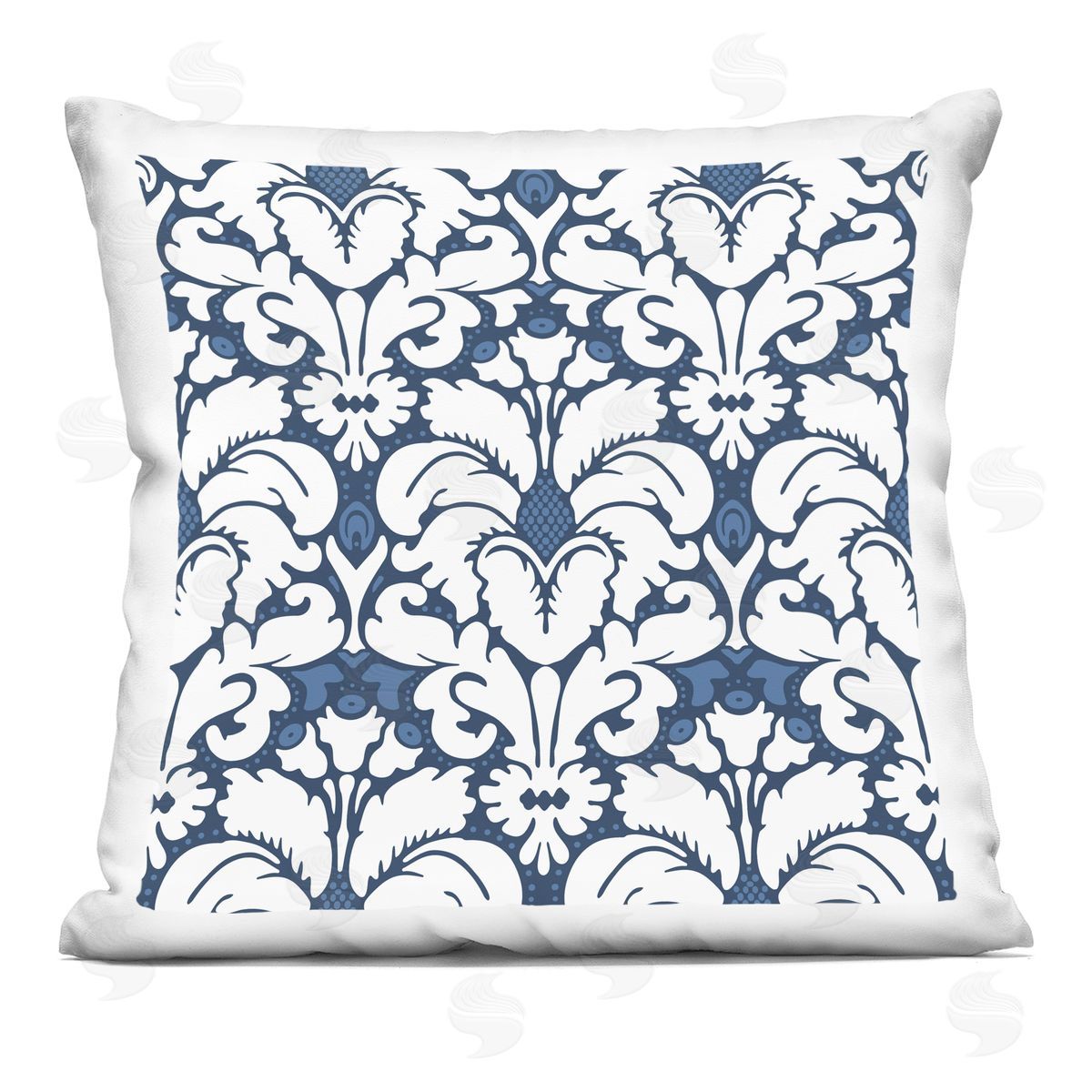 Floral Brocade Blue Pattern Decorative Printed Pillow, Home Decor by Geoff Tygert