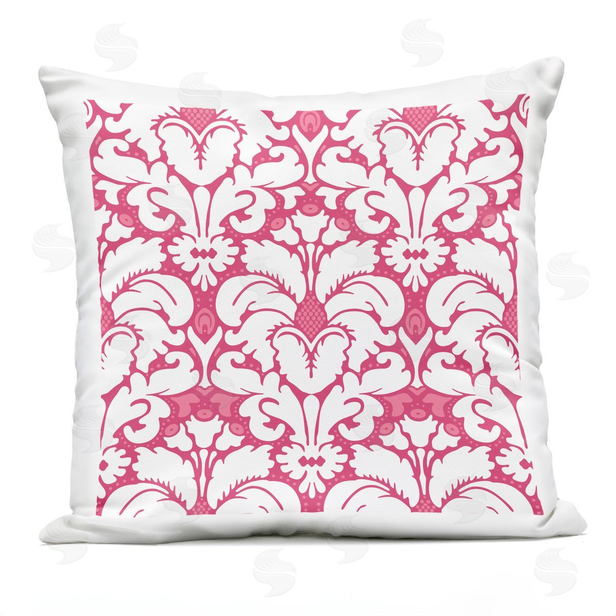 Pink White Brocade Pattern Outdoor Printed Pillow, Home Decor by Geoff Tygert