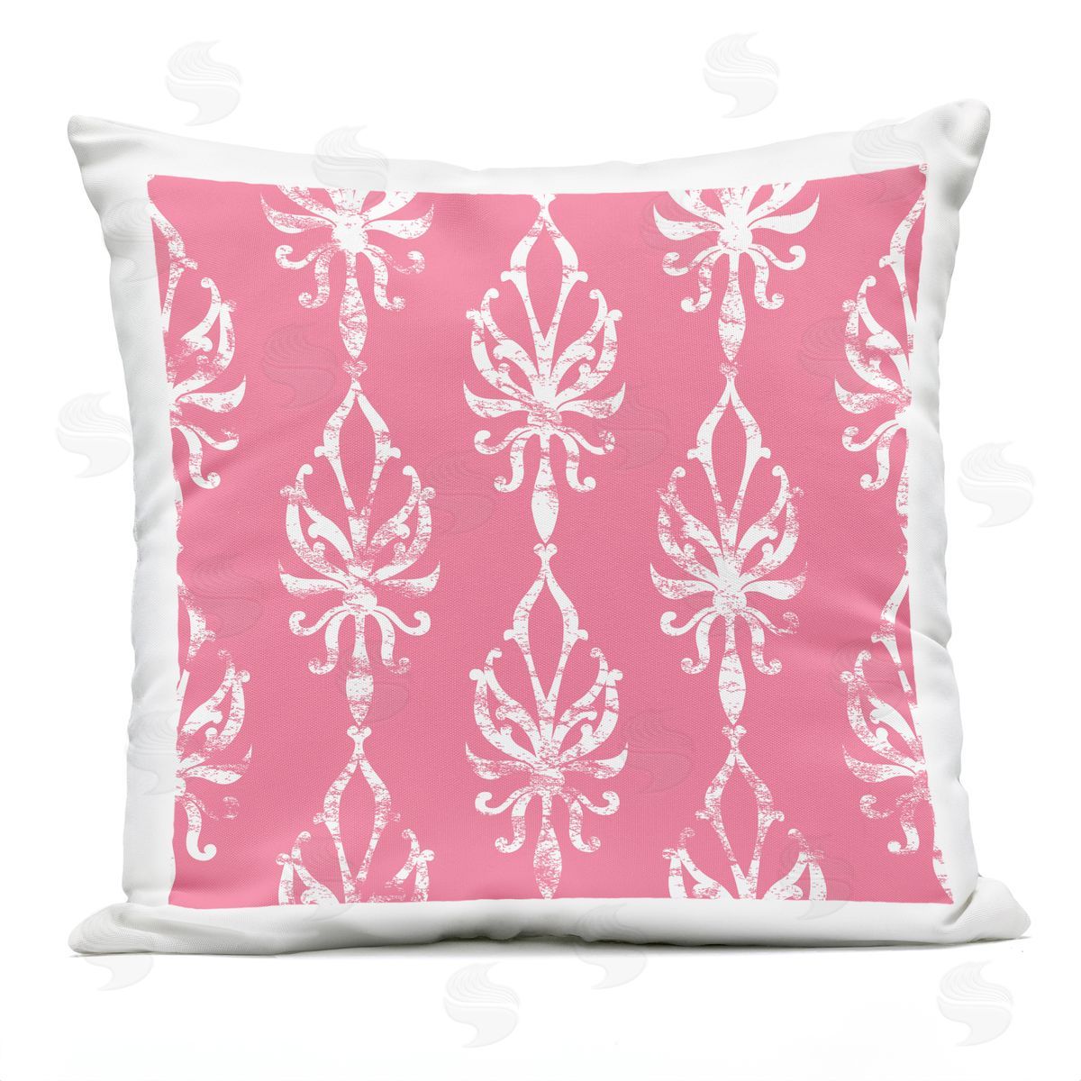 Pink Ornate Arrangement Pattern Outdoor Printed Pillow, Home Decor by Geoff Tygert