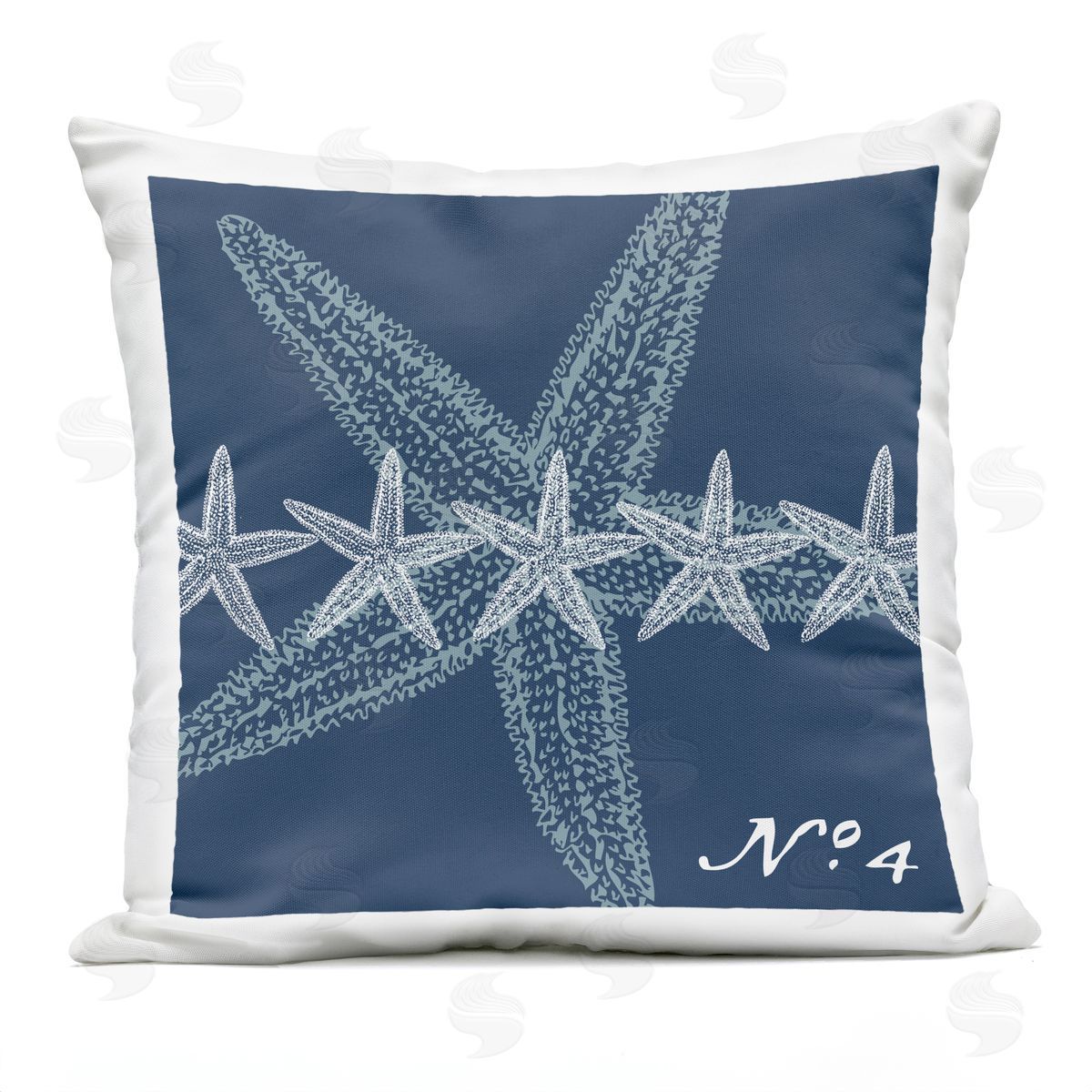 Navy Blue Starfish Pattern Outdoor Printed Pillow, Home Decor by Geoff Tygert