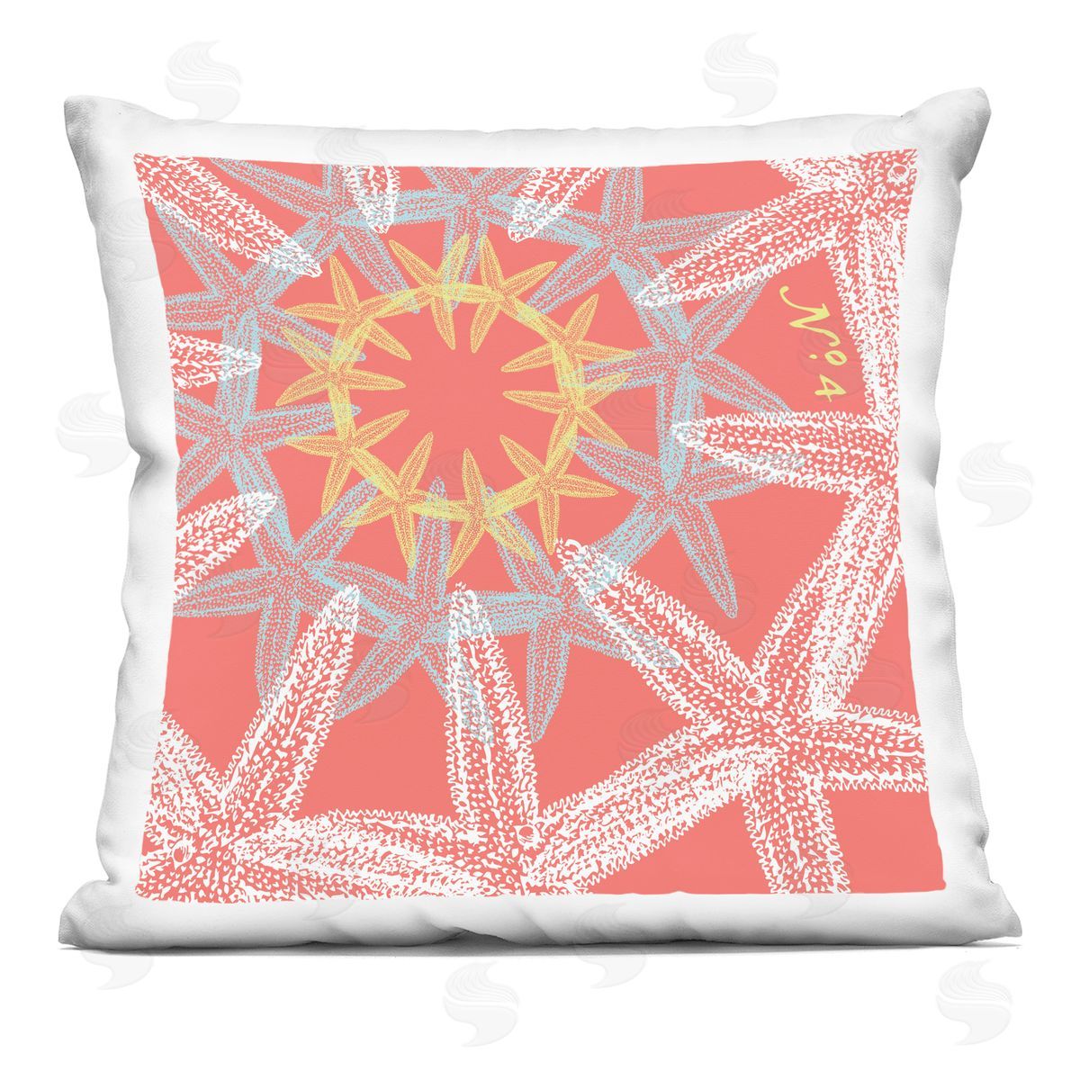 Nautical Fractal Starfish Pattern Decorative Printed Pillow, Home Decor by Geoff Tygert