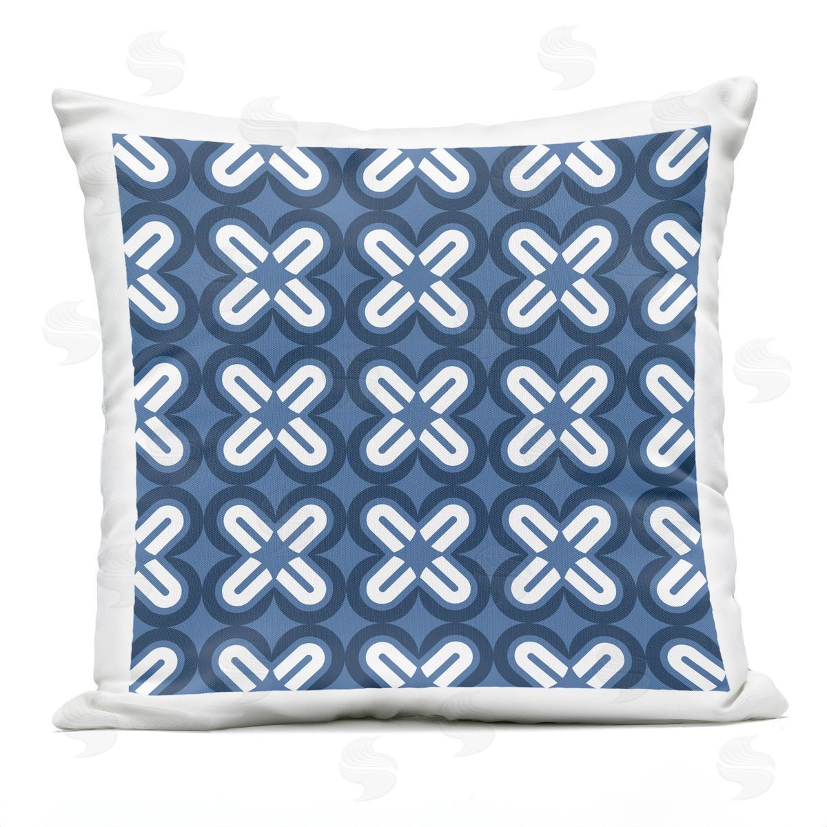 Modern Blue Repeating Shapes Outdoor Printed Pillow, Home Decor by Geoff Tygert