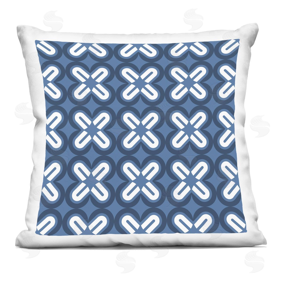 Modern Blue Repeating Shapes Decorative Printed Pillow, Home Decor by Geoff Tygert