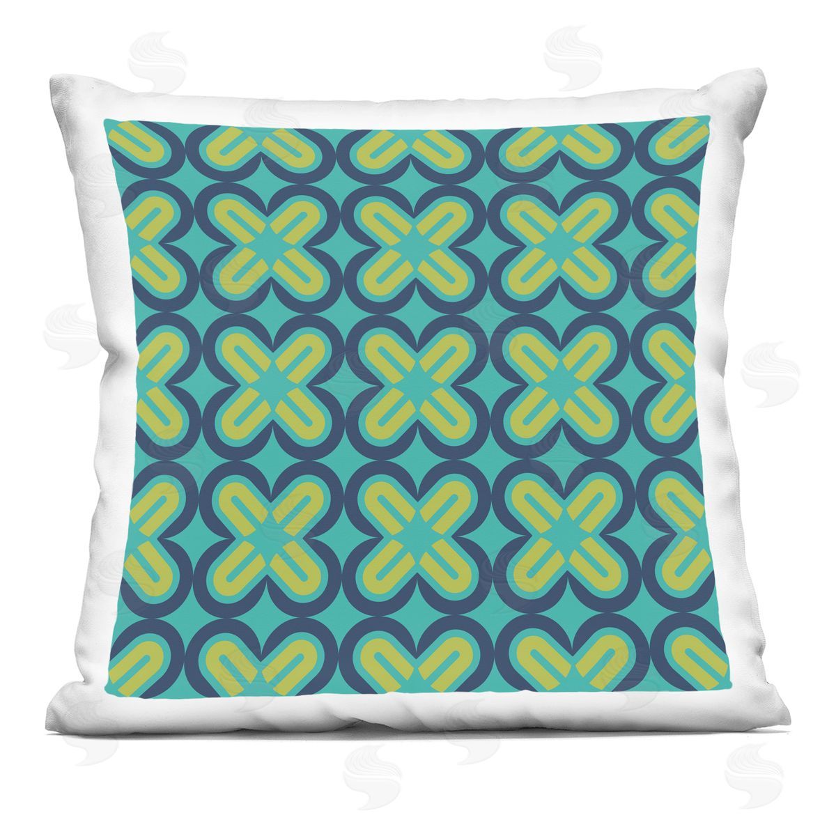 Green Modern Shapes Pattern Decorative Printed Pillow, Home Decor by Geoff Tygert