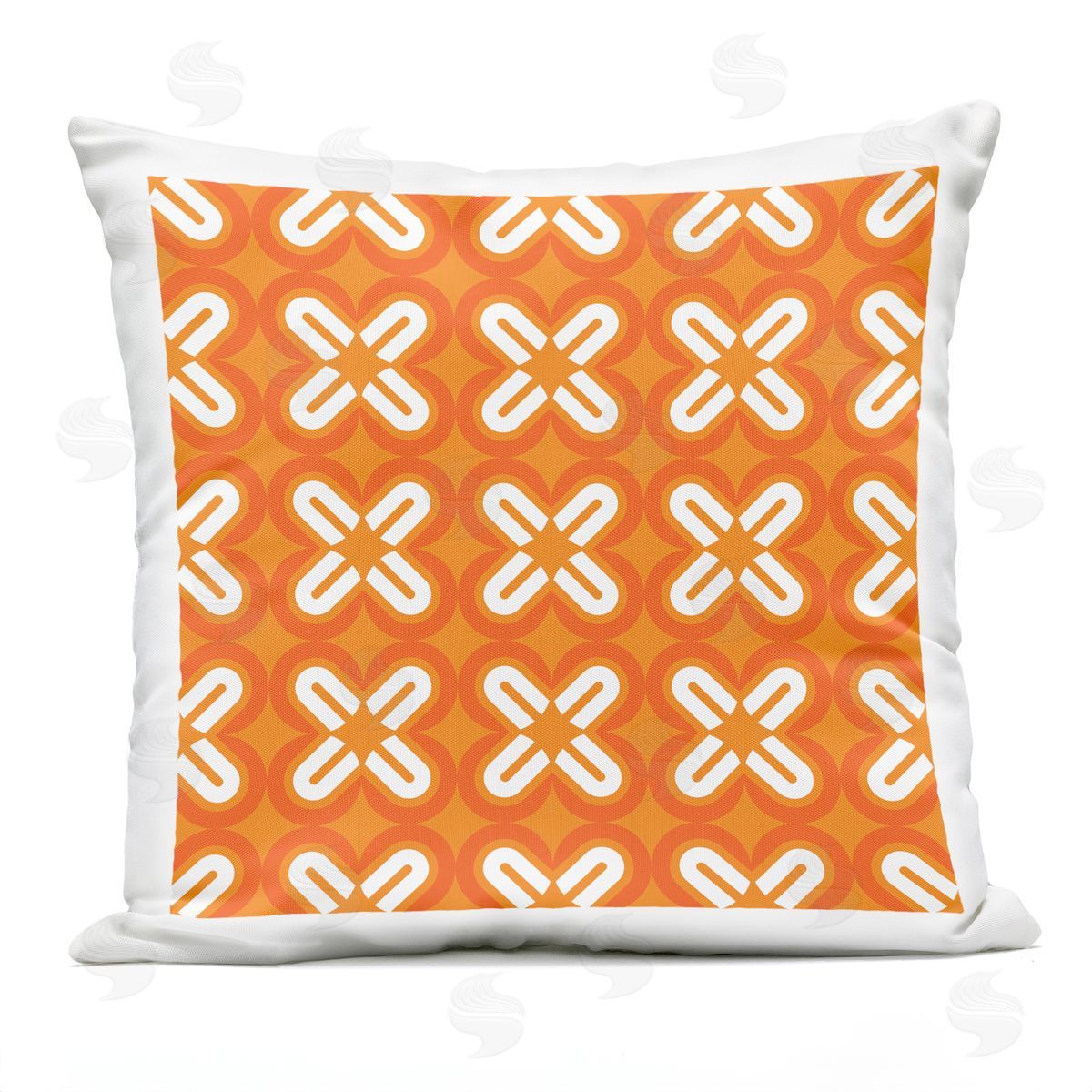Repeating Orange Shapes Pattern Outdoor Printed Pillow, Home Decor by Geoff Tygert