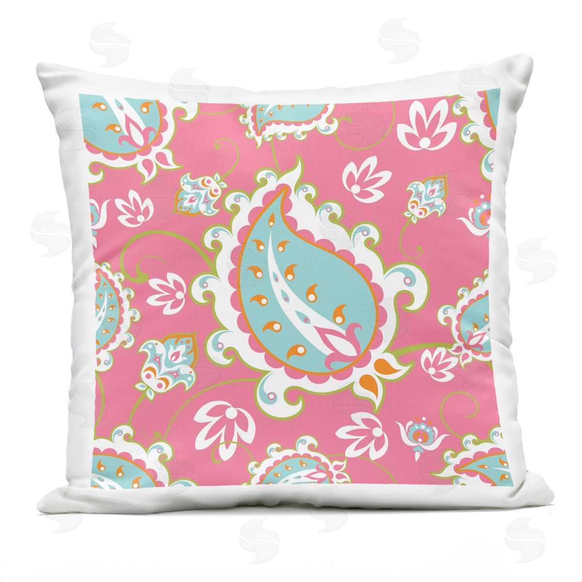 Pastel Paisley Floral Pattern Outdoor Printed Pillow, Home Decor by Geoff Tygert