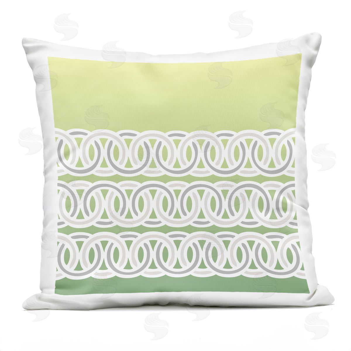 Modern Green Loop Pattern Outdoor Printed Pillow, Home Decor by Geoff Tygert