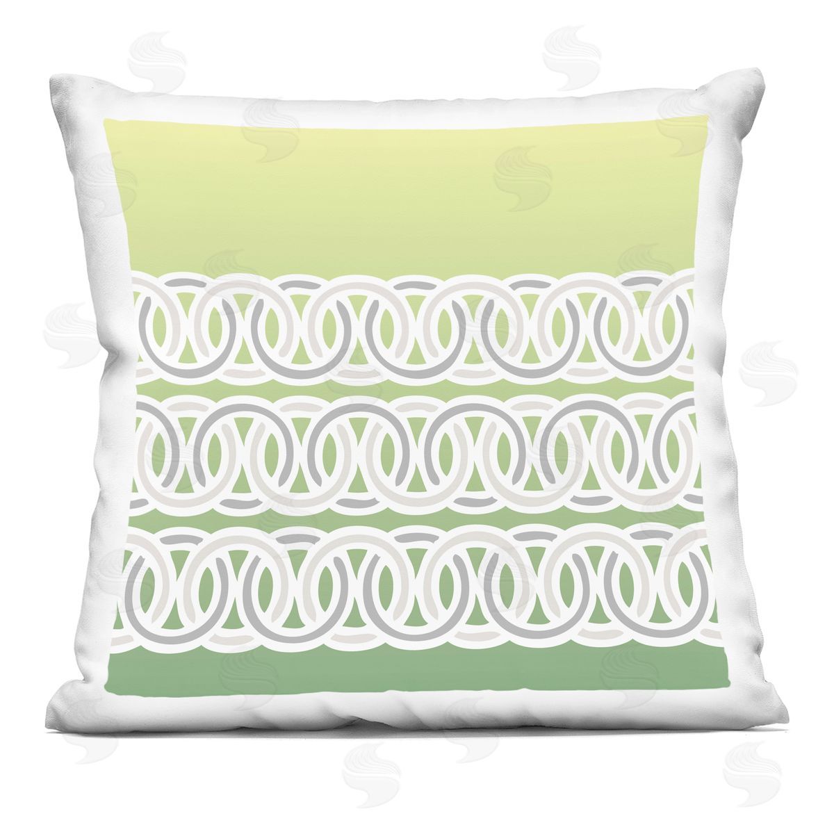 Modern Green Loop Pattern Decorative Printed Pillow, Home Decor by Geoff Tygert
