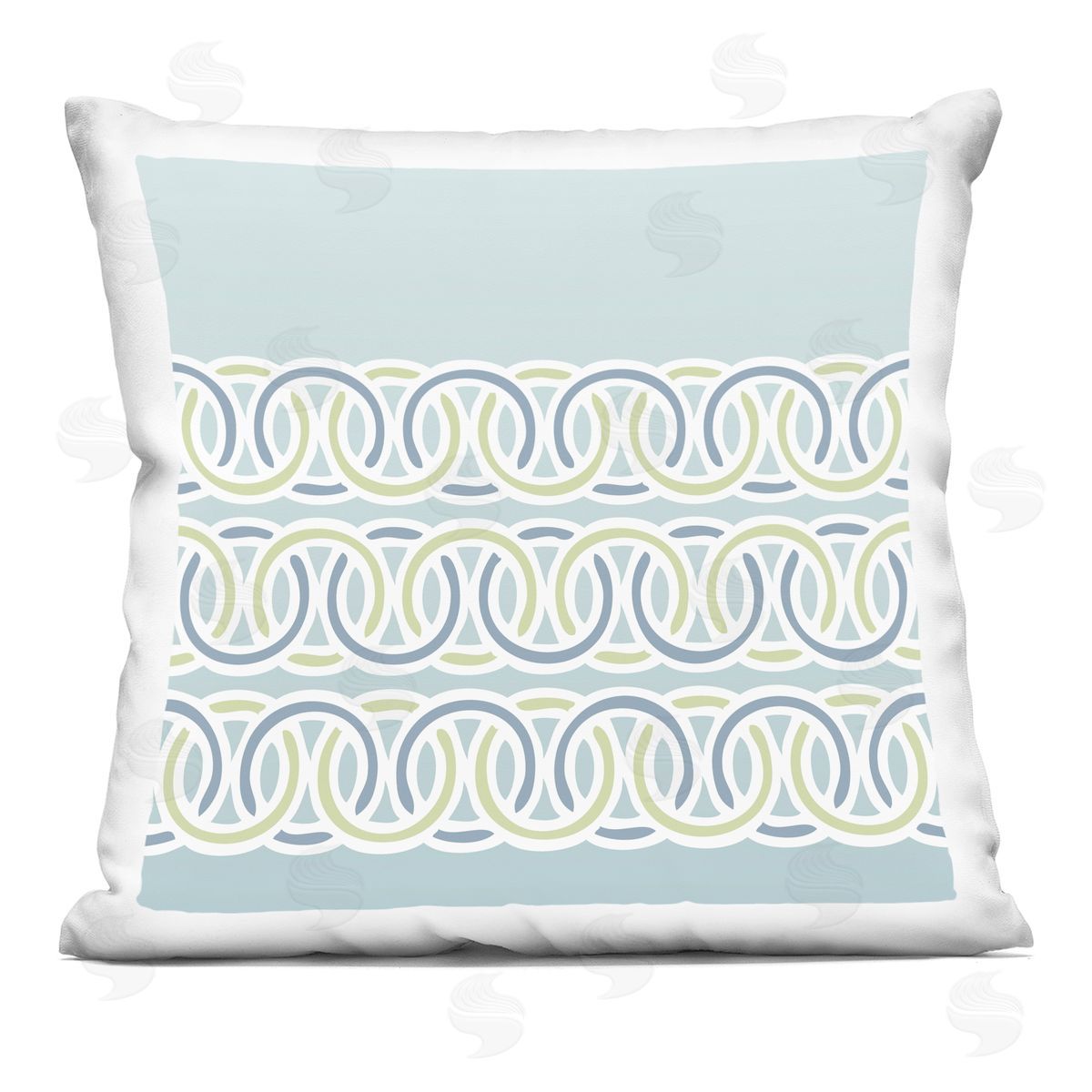 Blue Linked Loops Pattern Decorative Printed Pillow, Home Decor by Geoff Tygert