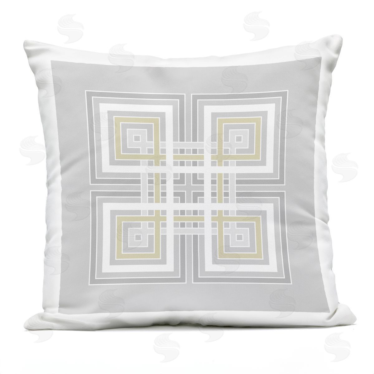 Grey Greek Key Pattern Outdoor Printed Pillow, Home Decor by Geoff Tygert
