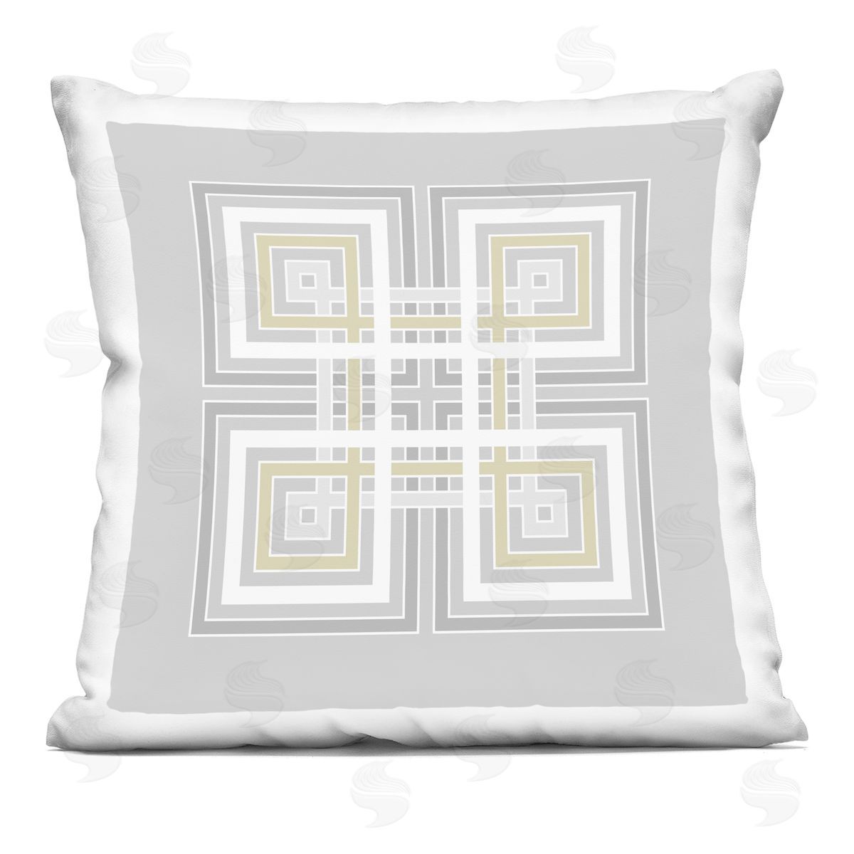 Grey Greek Key Pattern Decorative Printed Pillow, Home Decor by Geoff Tygert