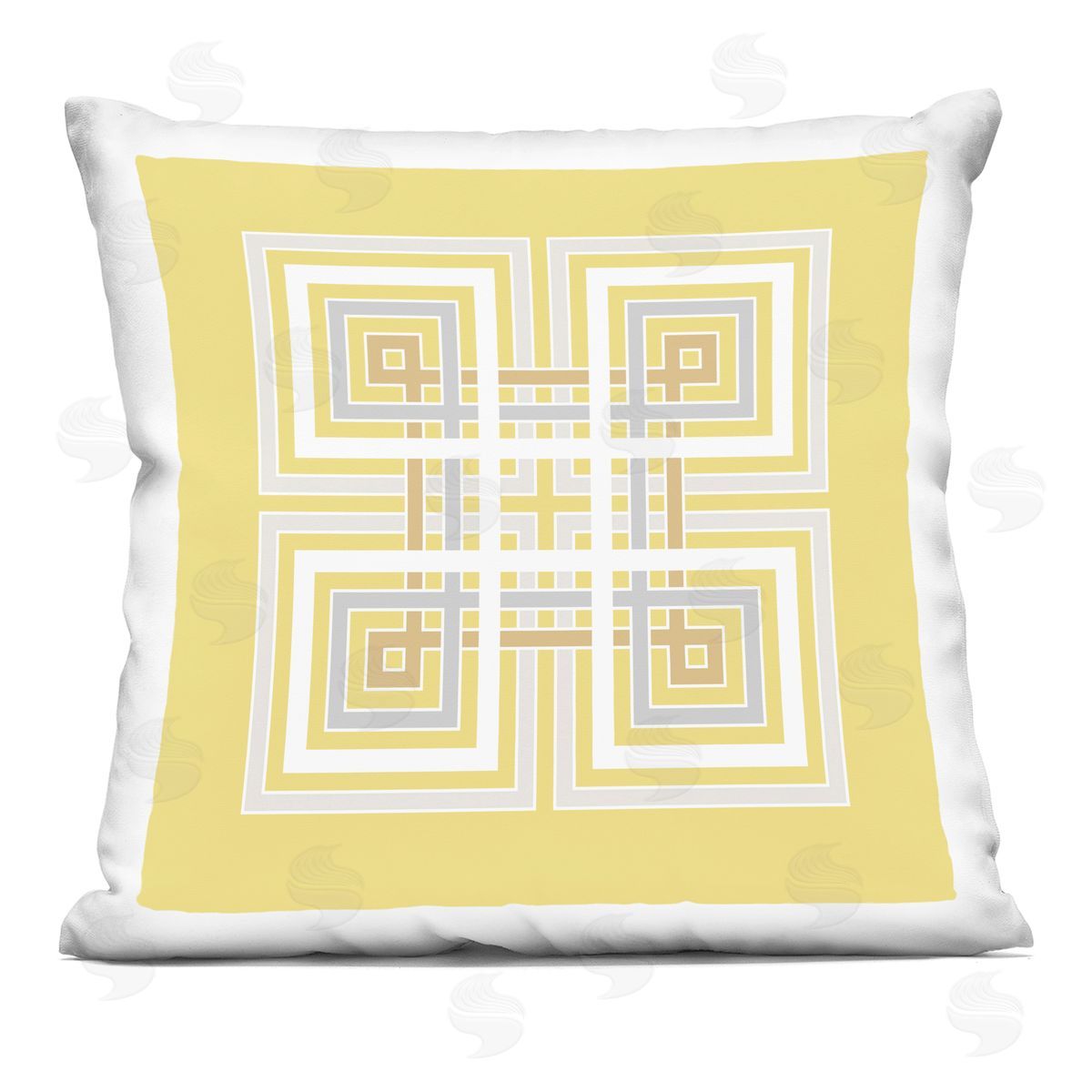 Yellow Greek Key Pattern Decorative Printed Pillow, Home Decor by Geoff Tygert