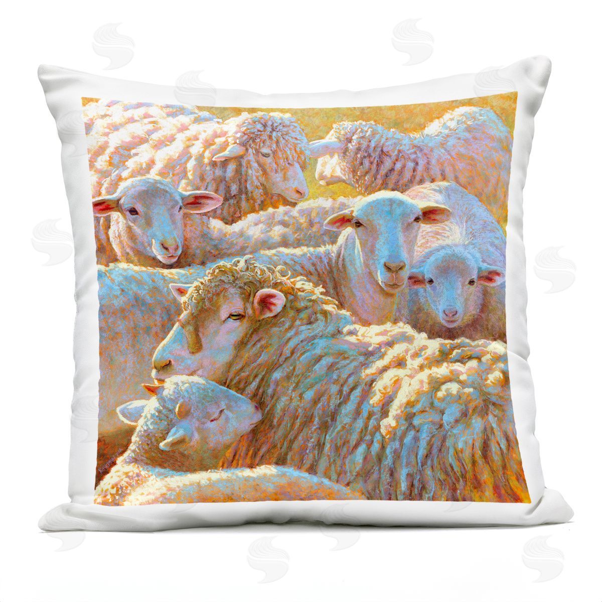 Sheep Flock Country Farm Outdoor Printed Pillow, Home Decor by Rita Kirkman