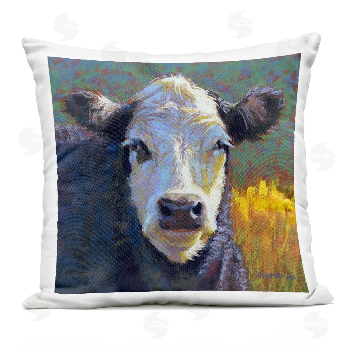 Close Up Cow Portrait Outdoor Printed Pillow, Home Decor by Rita Kirkman