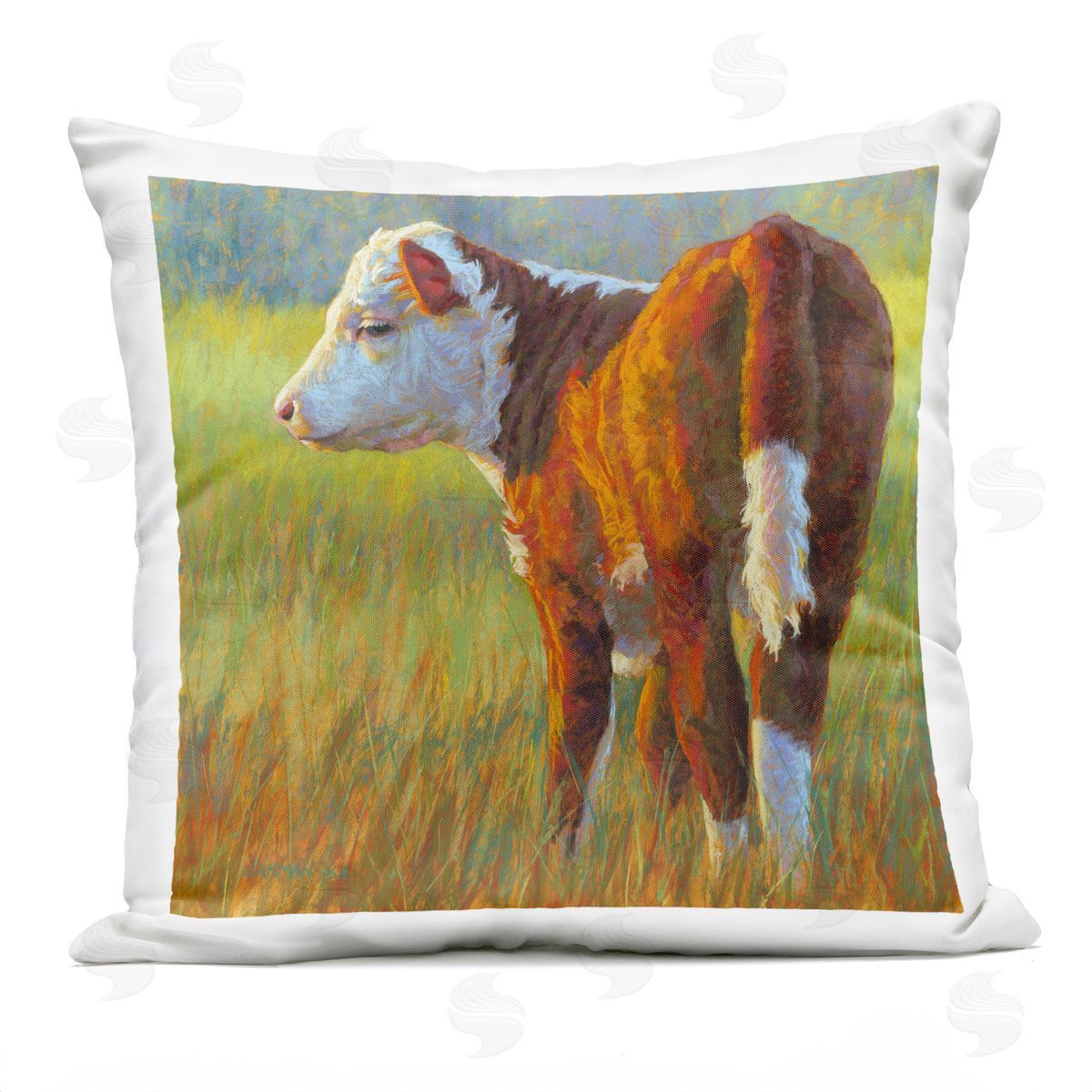 Farm Animal Cattle Grazing Outdoor Printed Pillow, Home Decor by Rita Kirkman