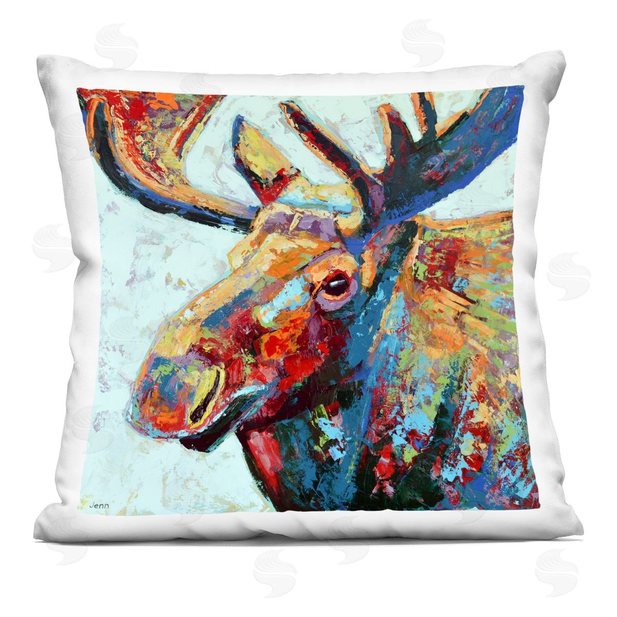 Vivid Moose Modern Composition Decorative Printed Pillow, Home Decor by Jen Seeley