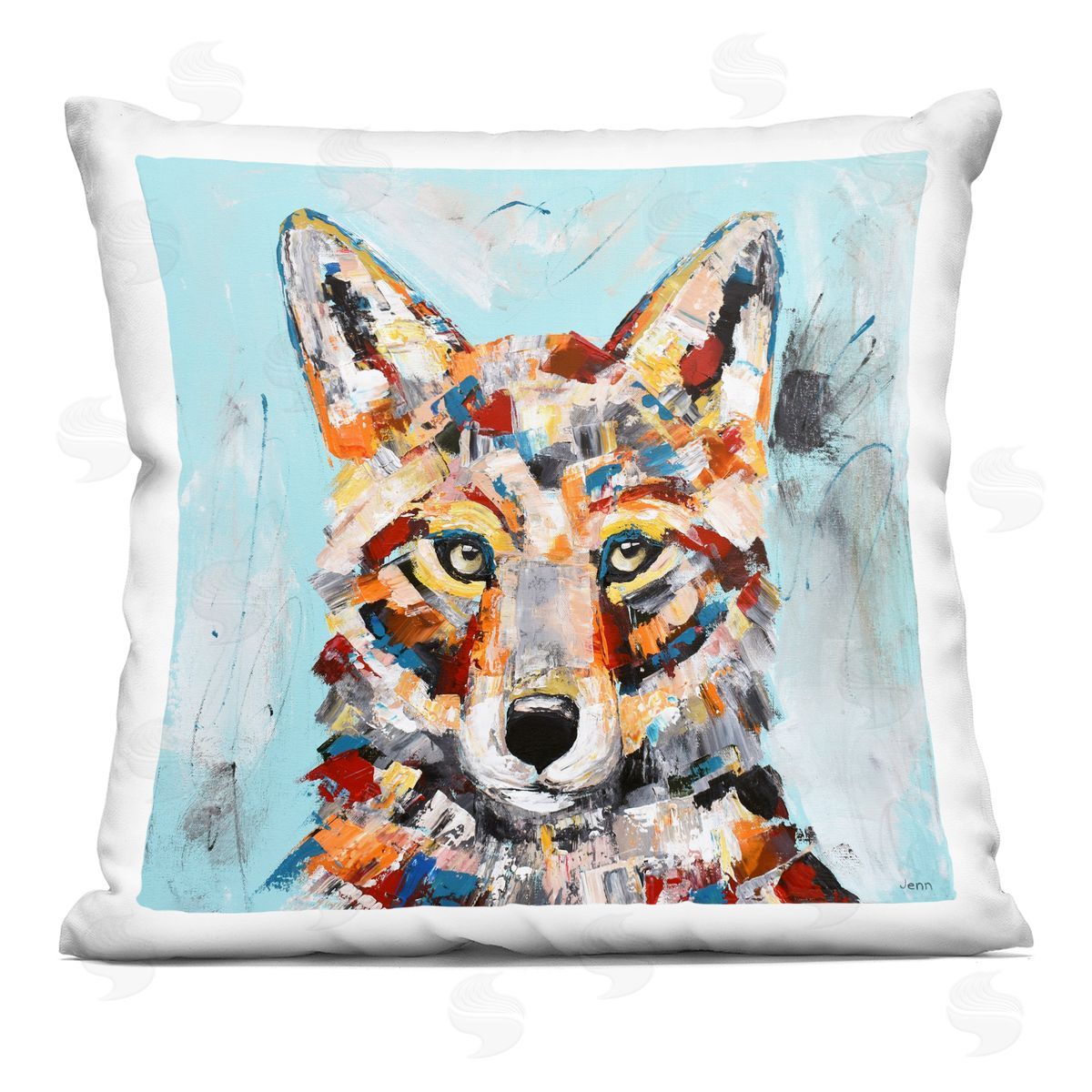 Bold Modern Coyote Portrait Decorative Printed Pillow, Home Decor by Jen Seeley