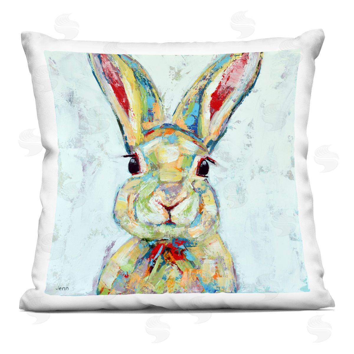 Bunny Rabbit Animal Portrait Decorative Printed Pillow, Home Decor by Jen Seeley