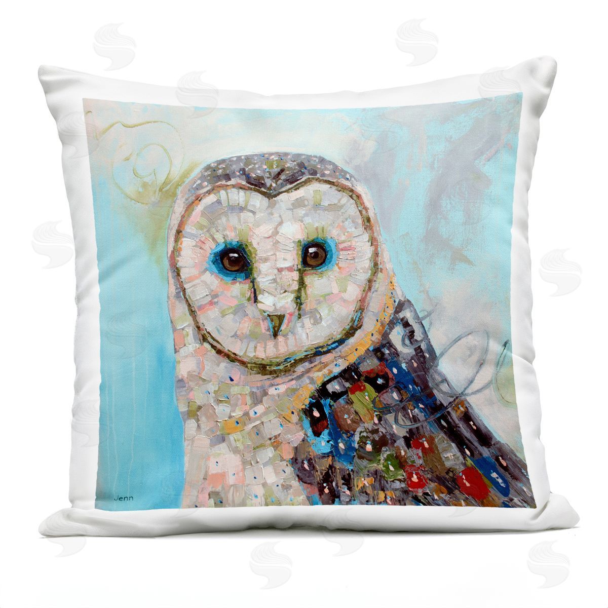 Owl Nature Modern Portrait Outdoor Printed Pillow, Home Decor by Jen Seeley