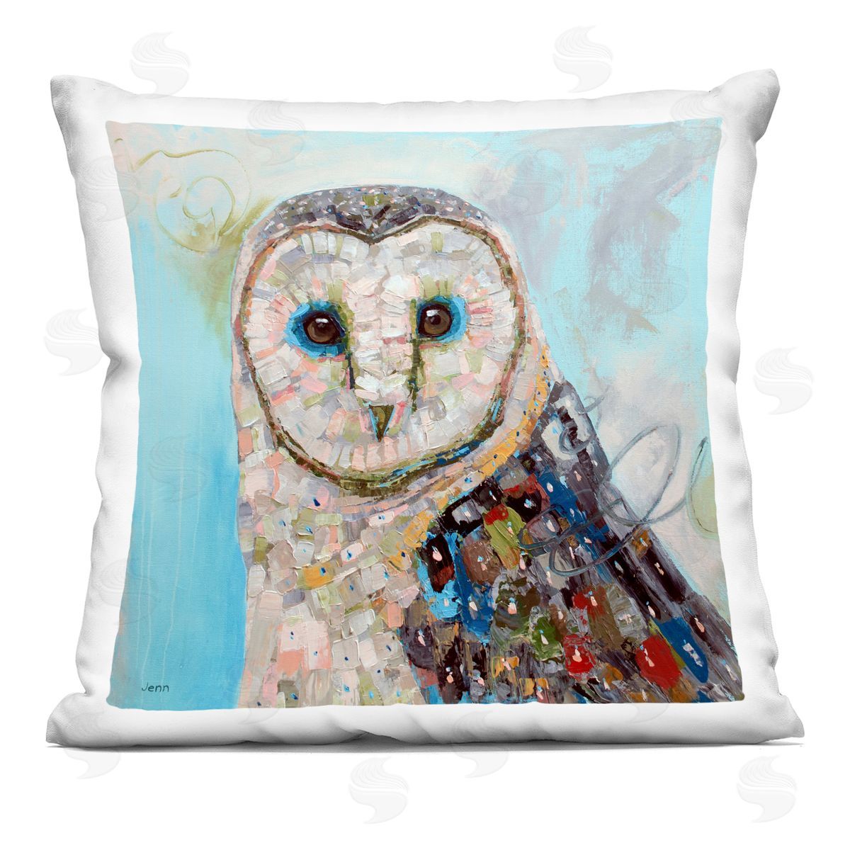 Owl Nature Modern Portrait Decorative Printed Pillow, Home Decor by Jen Seeley