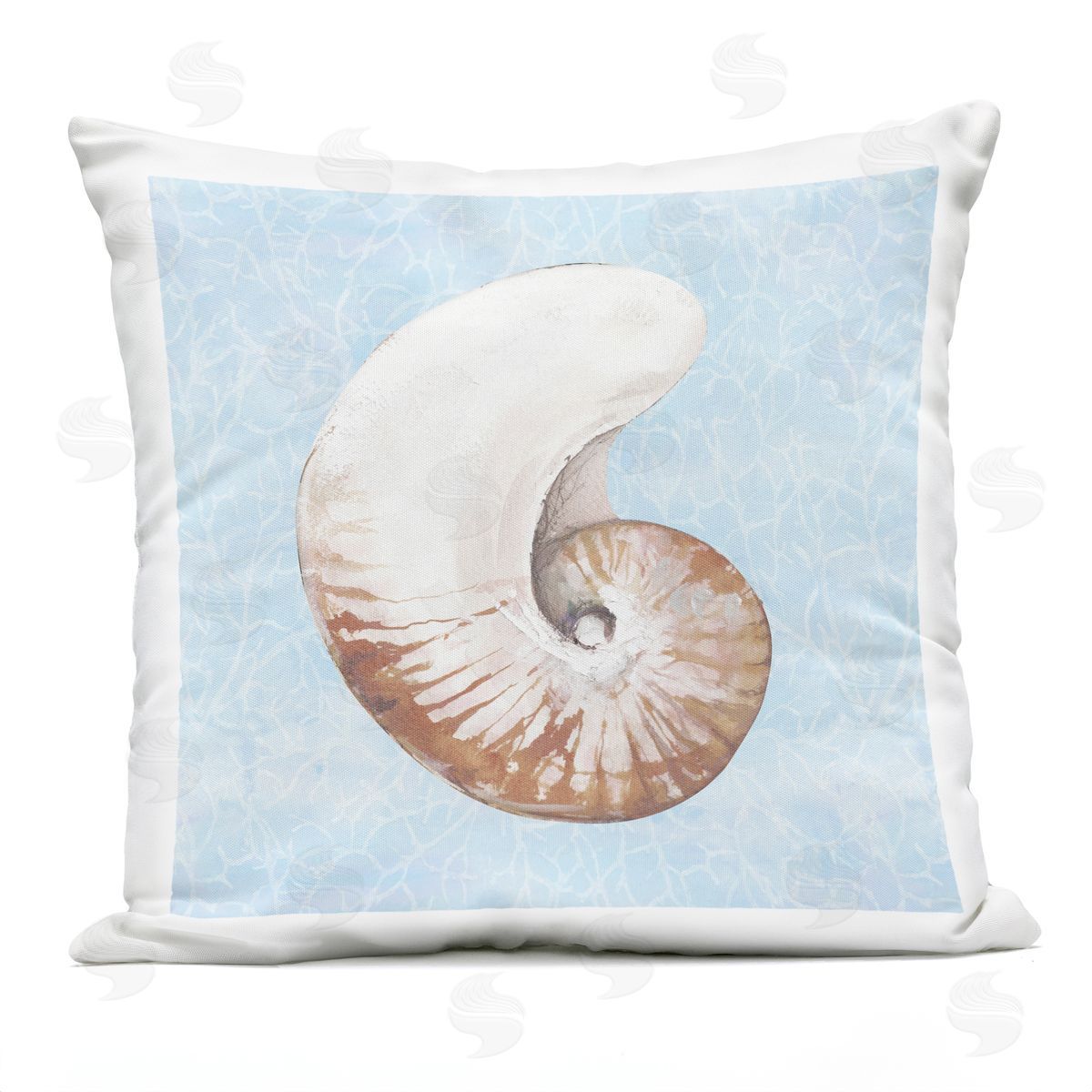 Aquatic Nautilus Ocean Pattern Outdoor Printed Pillow, Home Decor by Diannart