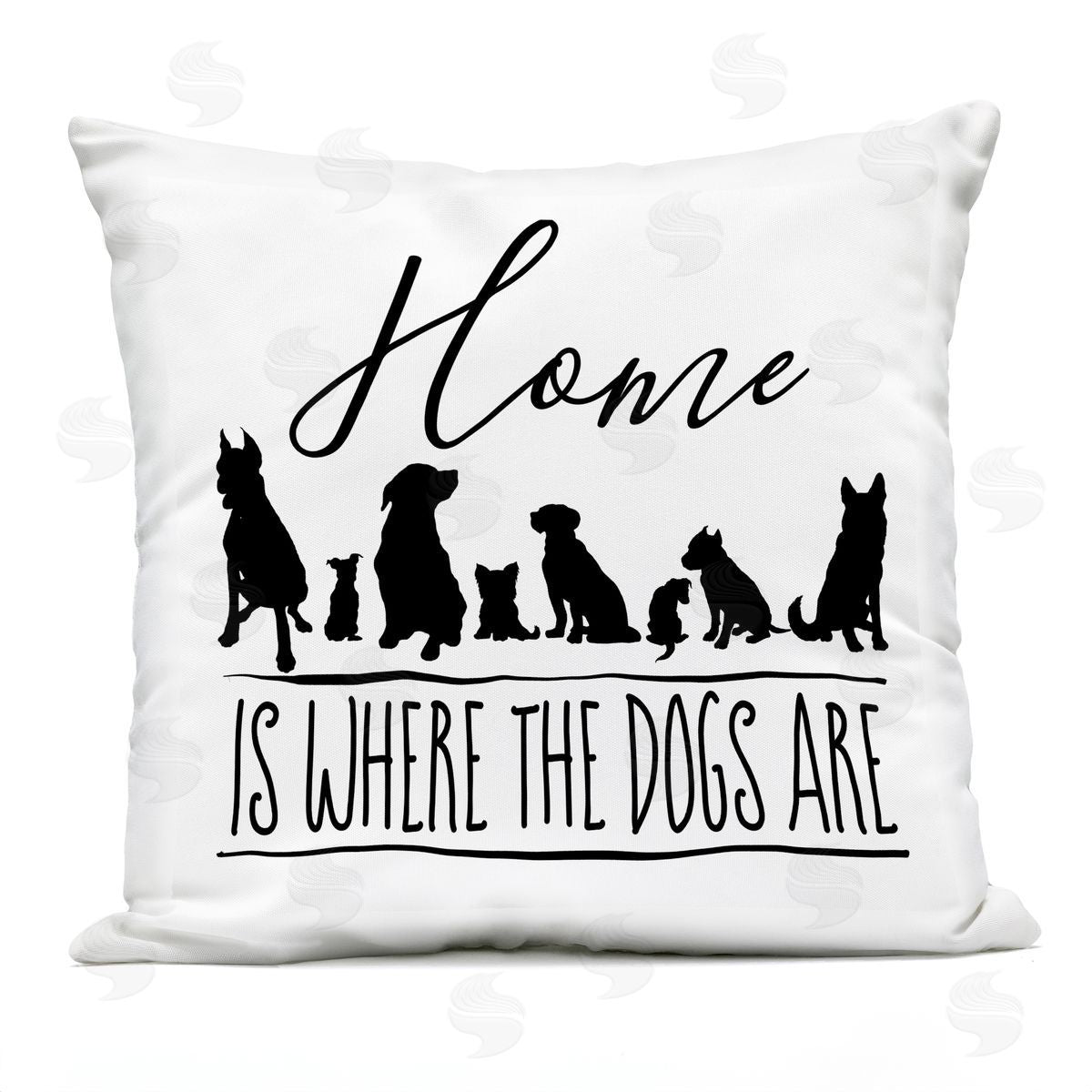 Home Is Where The Dogs Are Silhouette Outdoor Printed Pillow, Home Decor by Elizabeth Medley