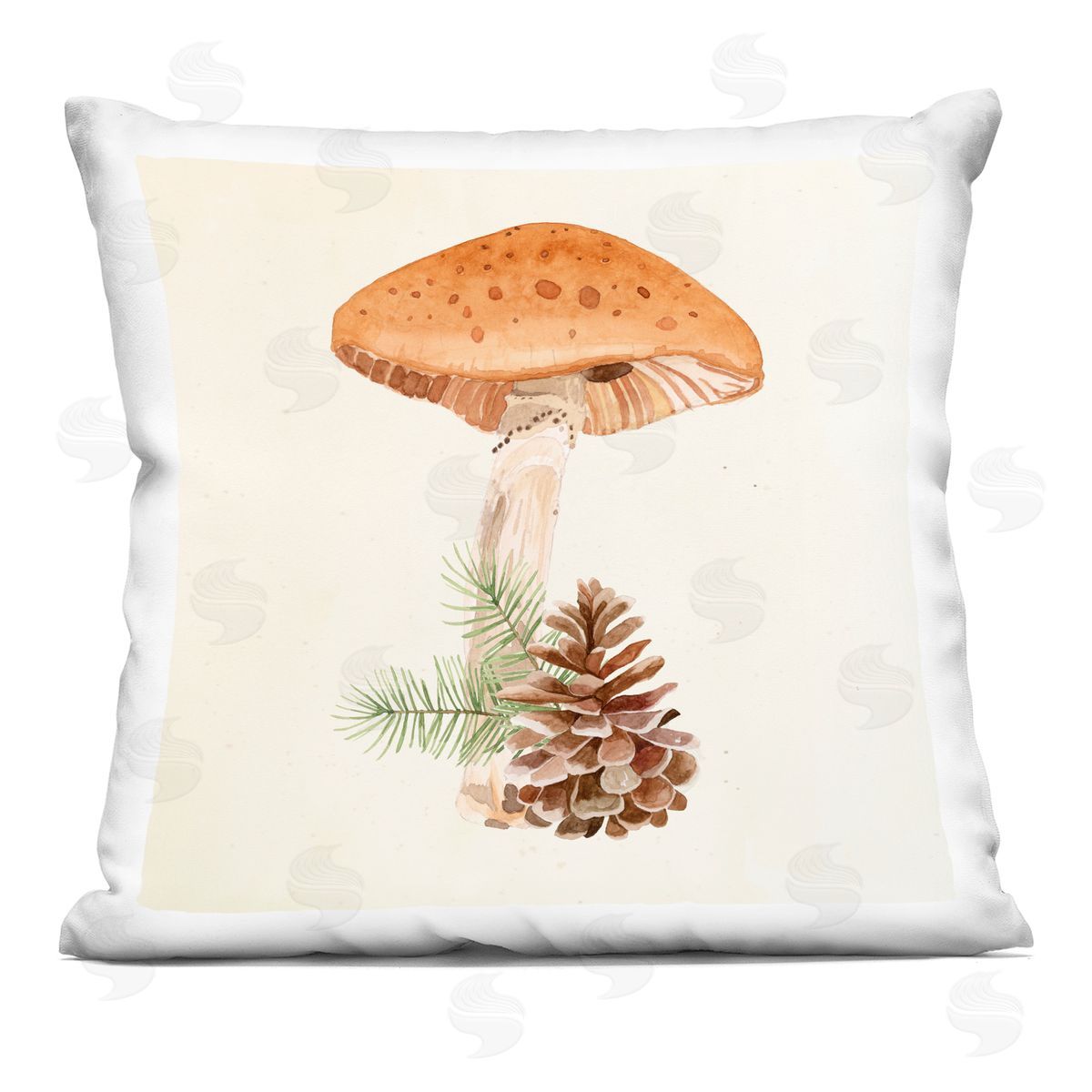 Mushroom Pinecone Woodland Plant Decorative Printed Pillow, Home Decor by Lucca Sheppard