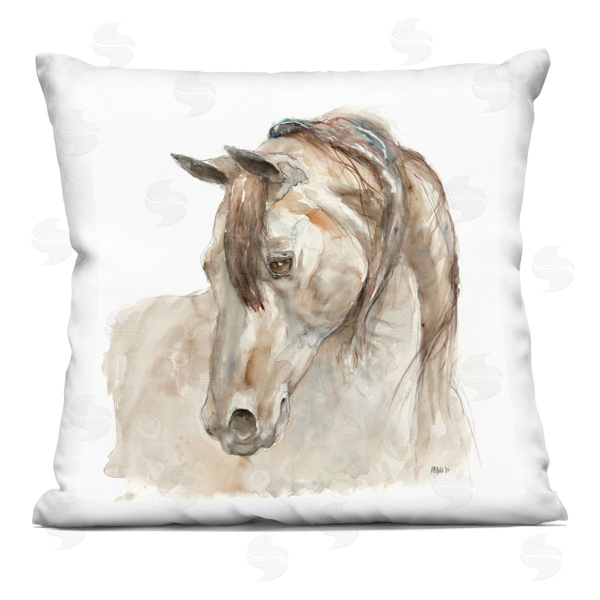 Rural Farm Horse Portrait Decorative Printed Pillow, Home Decor by Patti Mann