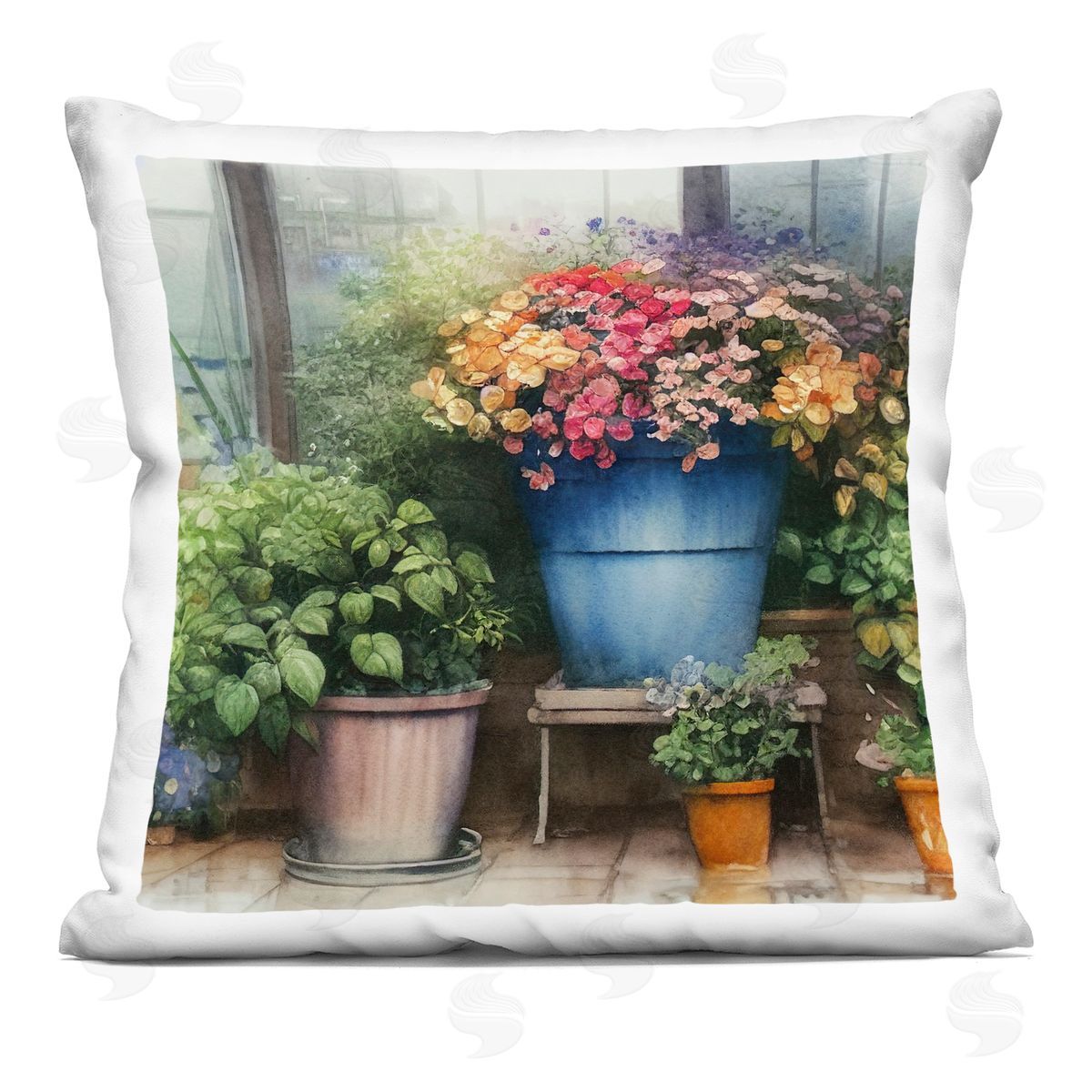 Bright Florals Blooming Garden Decorative Printed Pillow, Home Decor by Alpenglow Workshop