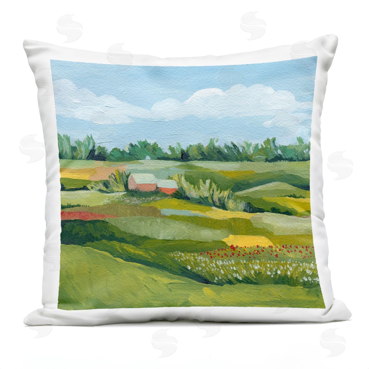 Vast Countryside Grassland Farm Outdoor Printed Pillow, Home Decor by Grace Popp
