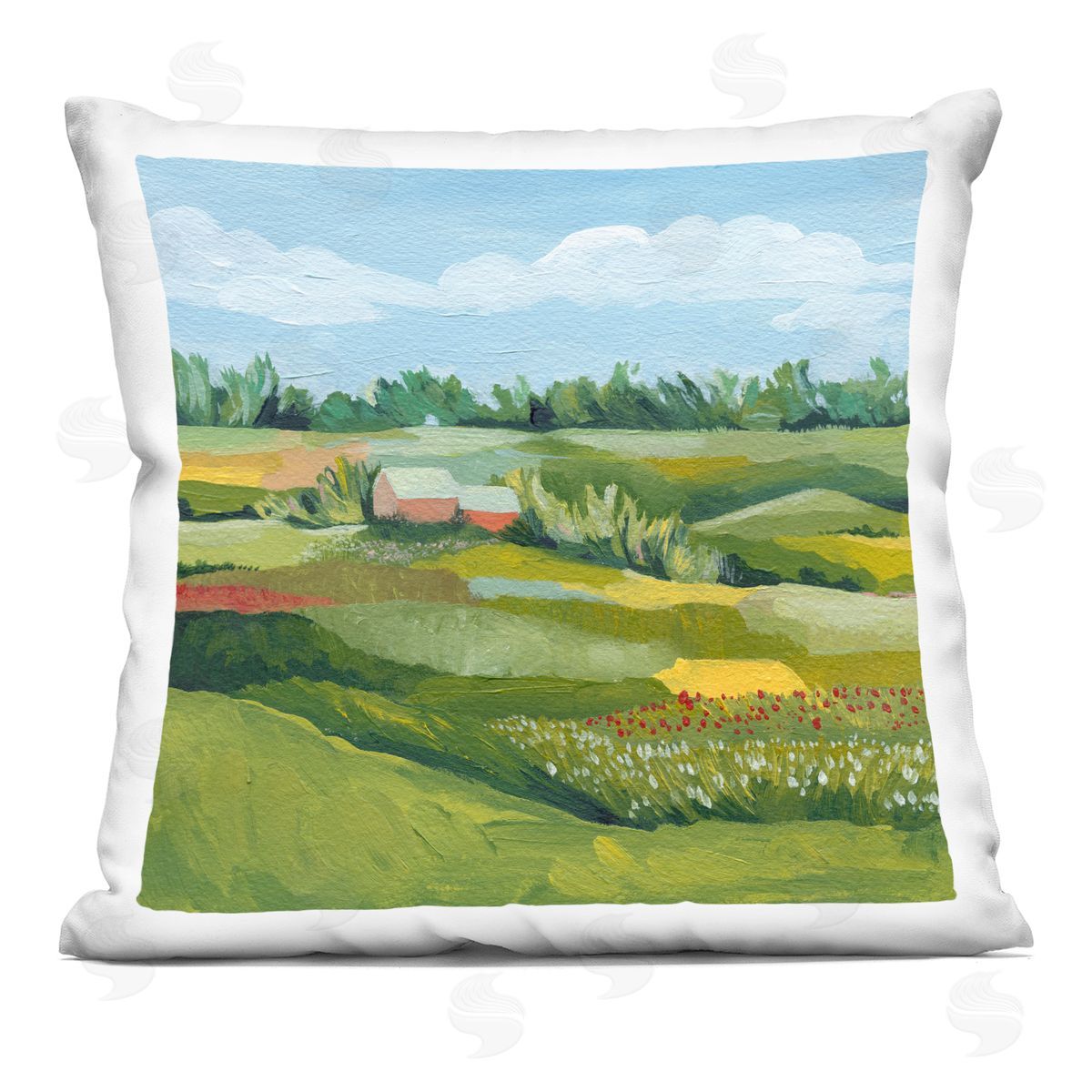 Vast Countryside Grassland Farm Decorative Printed Pillow, Home Decor by Grace Popp
