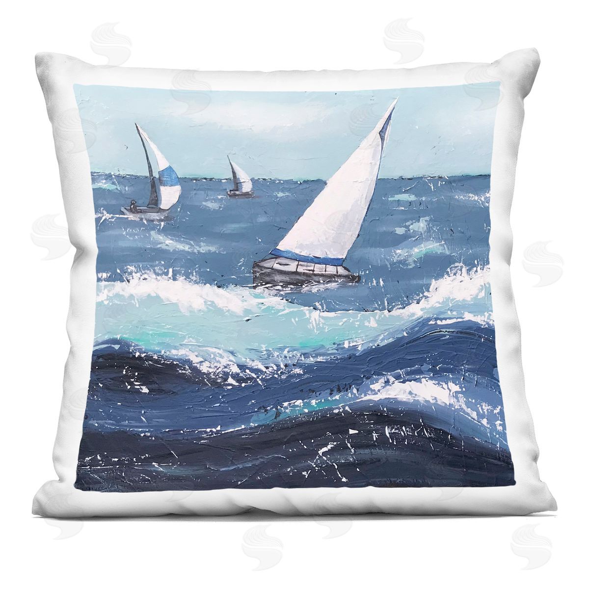 Rough Sea Waves Sailboats Splash Decorative Printed Pillow, Home Decor by Jade Reynolds
