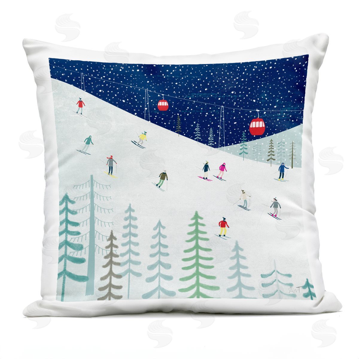 Winter Ski Slopes Night Stars Outdoor Printed Pillow, Home Decor by Andrew Thornton