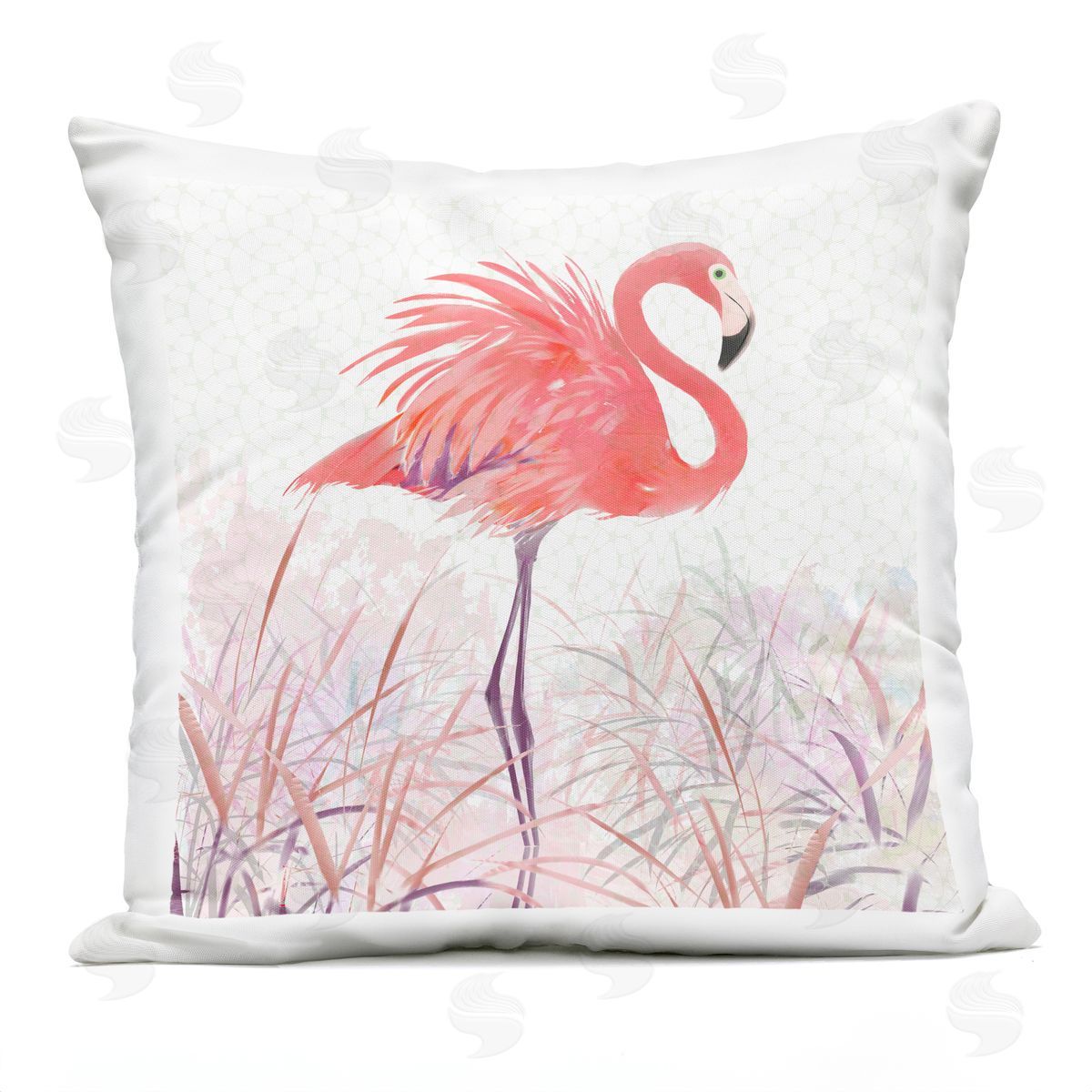 Patterned Flamingo Pond Nature Outdoor Printed Pillow, Home Decor by Pip Wilson
