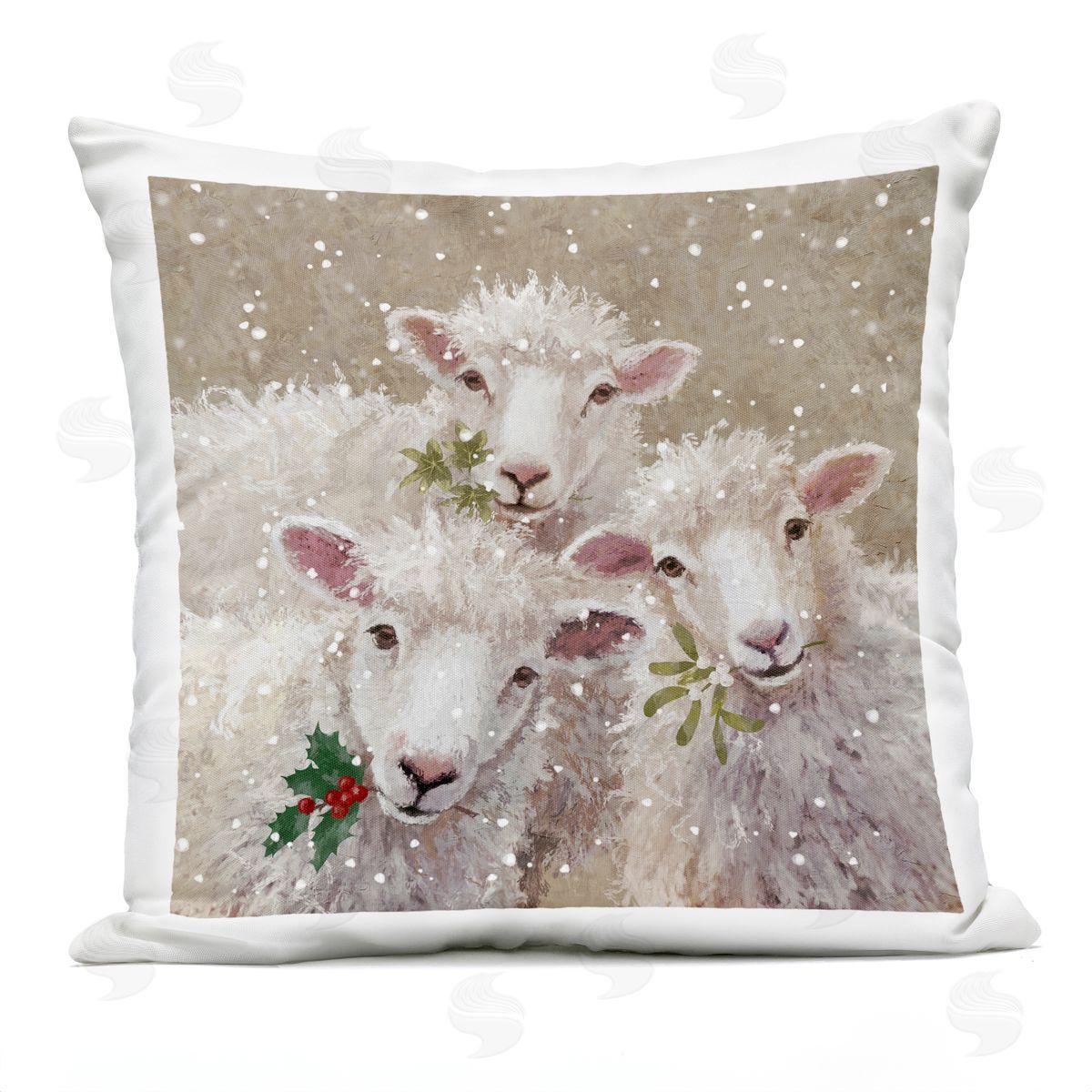 Sheep Trio Winter Snowfall Outdoor Printed Pillow, Home Decor by Pip Wilson
