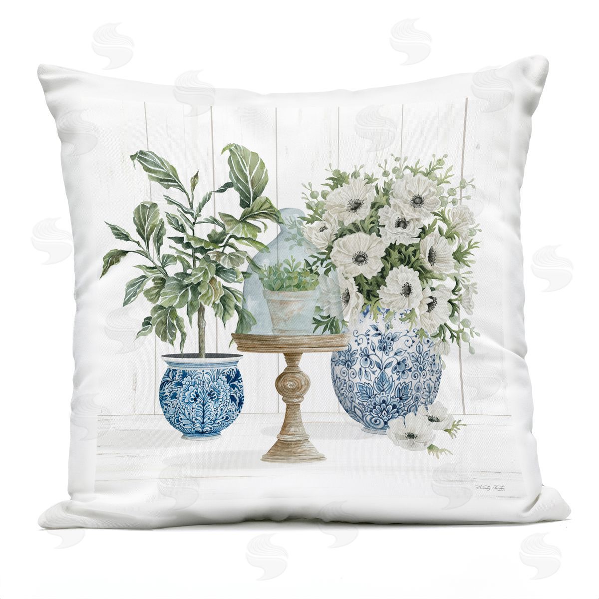 Flower Arrangement Ornate Vase Outdoor Printed Pillow, Home Decor by Cindy Jacobs