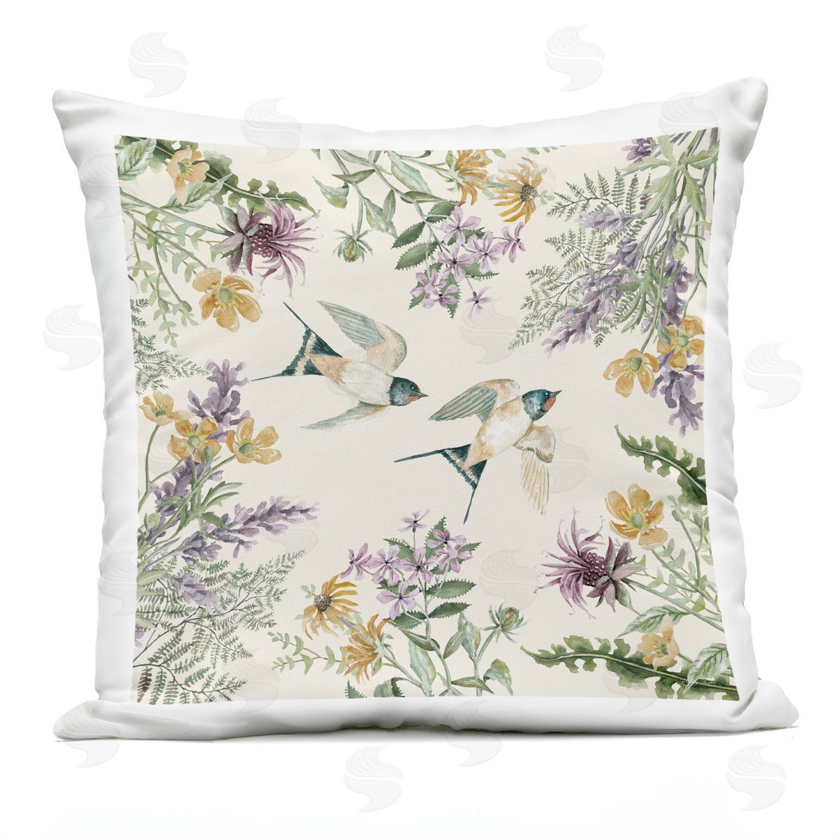 Two Birds Nature Fern Botanicals Outdoor Printed Pillow, Home Decor by Cindy Jacobs