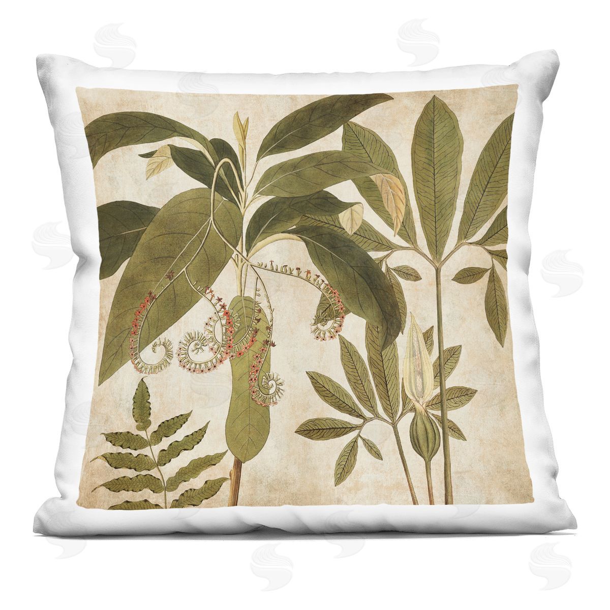 Botanical Forest Leaf Plants Decorative Printed Pillow, Home Decor by Chris Donovan