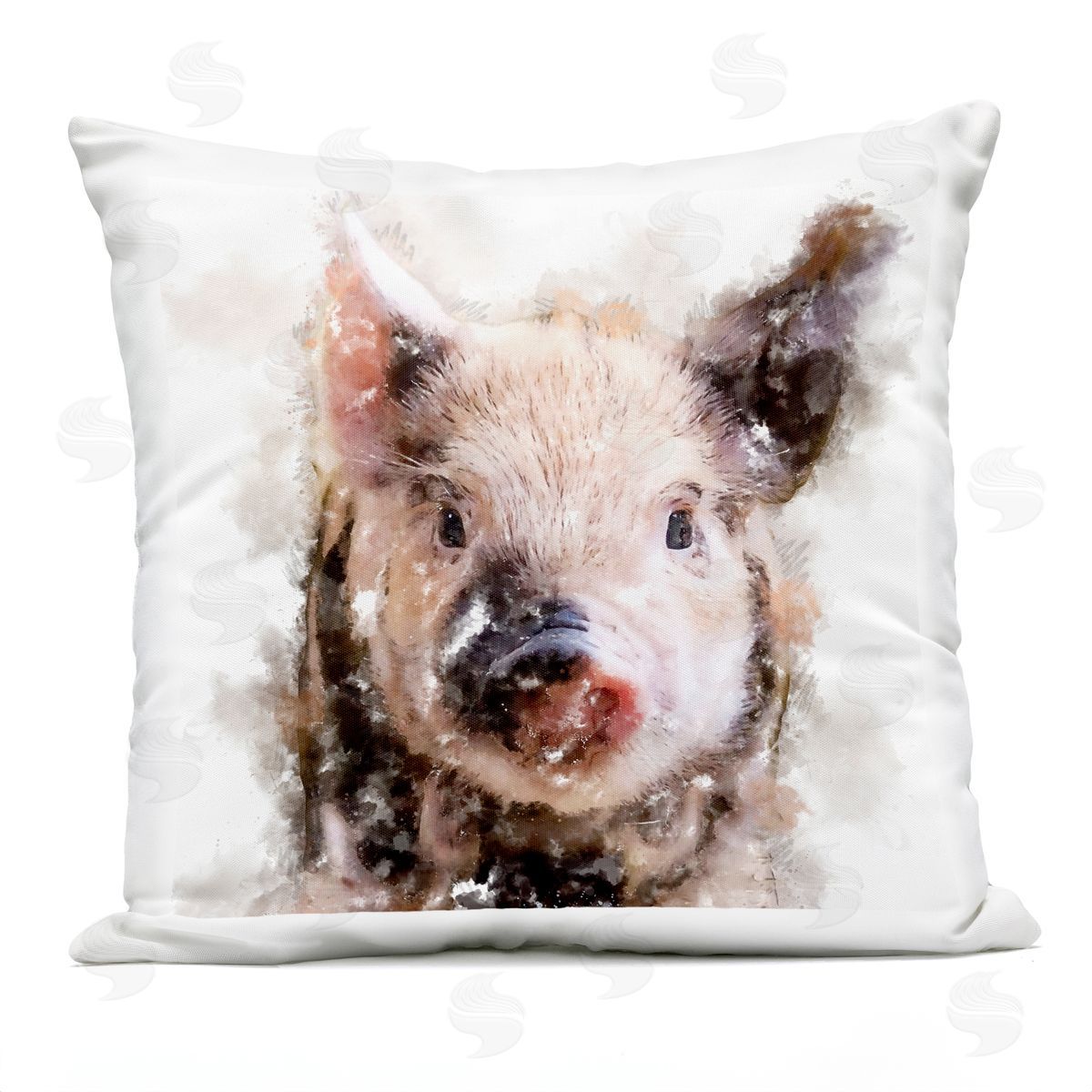 Abstract Farm Pig Portrait Outdoor Printed Pillow, Home Decor by Kim Curinga