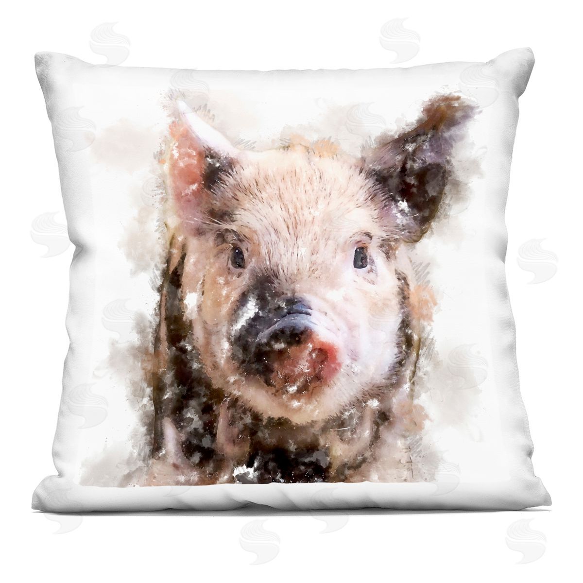 Abstract Farm Pig Portrait Decorative Printed Pillow, Home Decor by Kim Curinga