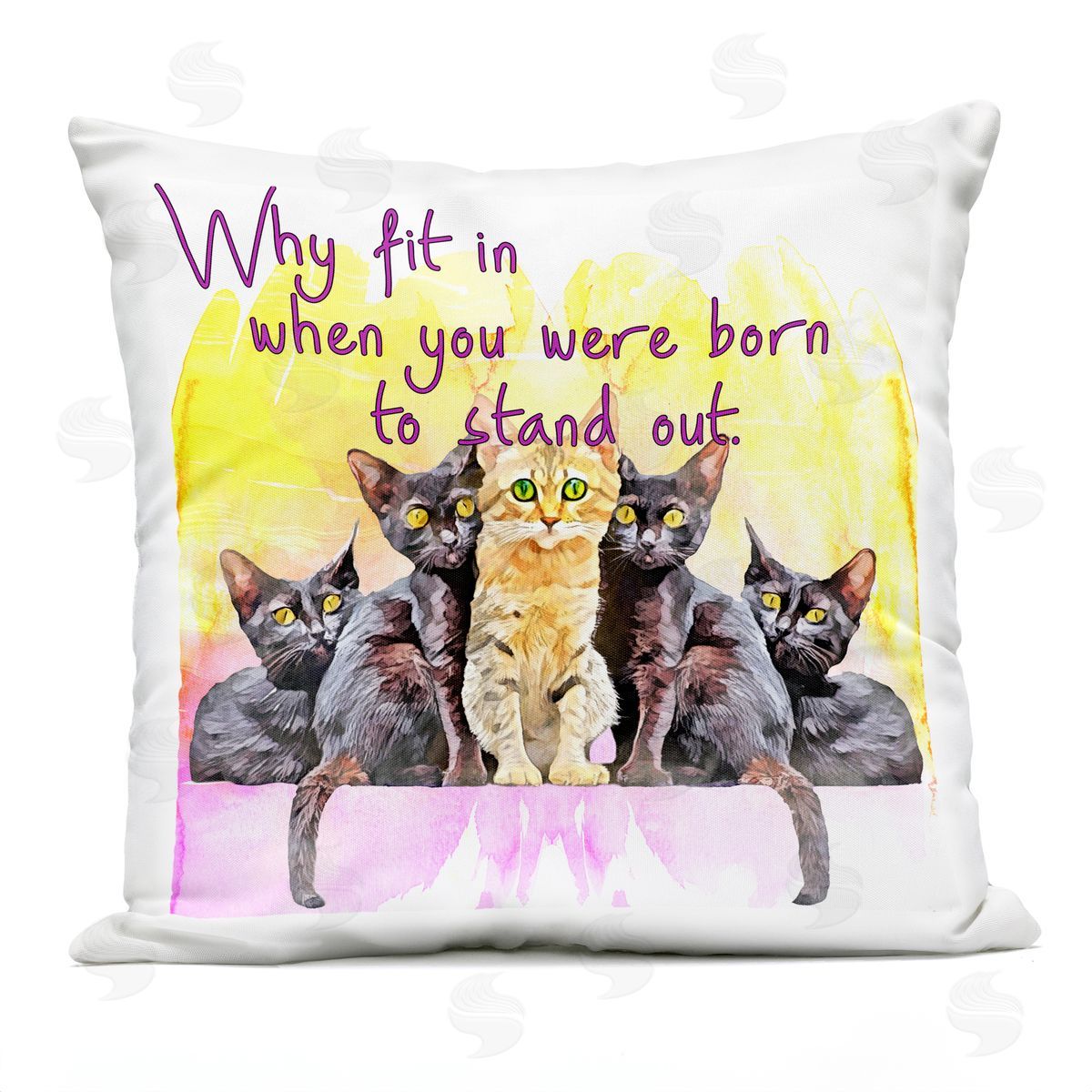 Why Fit In Individuality Cats Phrase Outdoor Printed Pillow, Home Decor by Kim Curinga