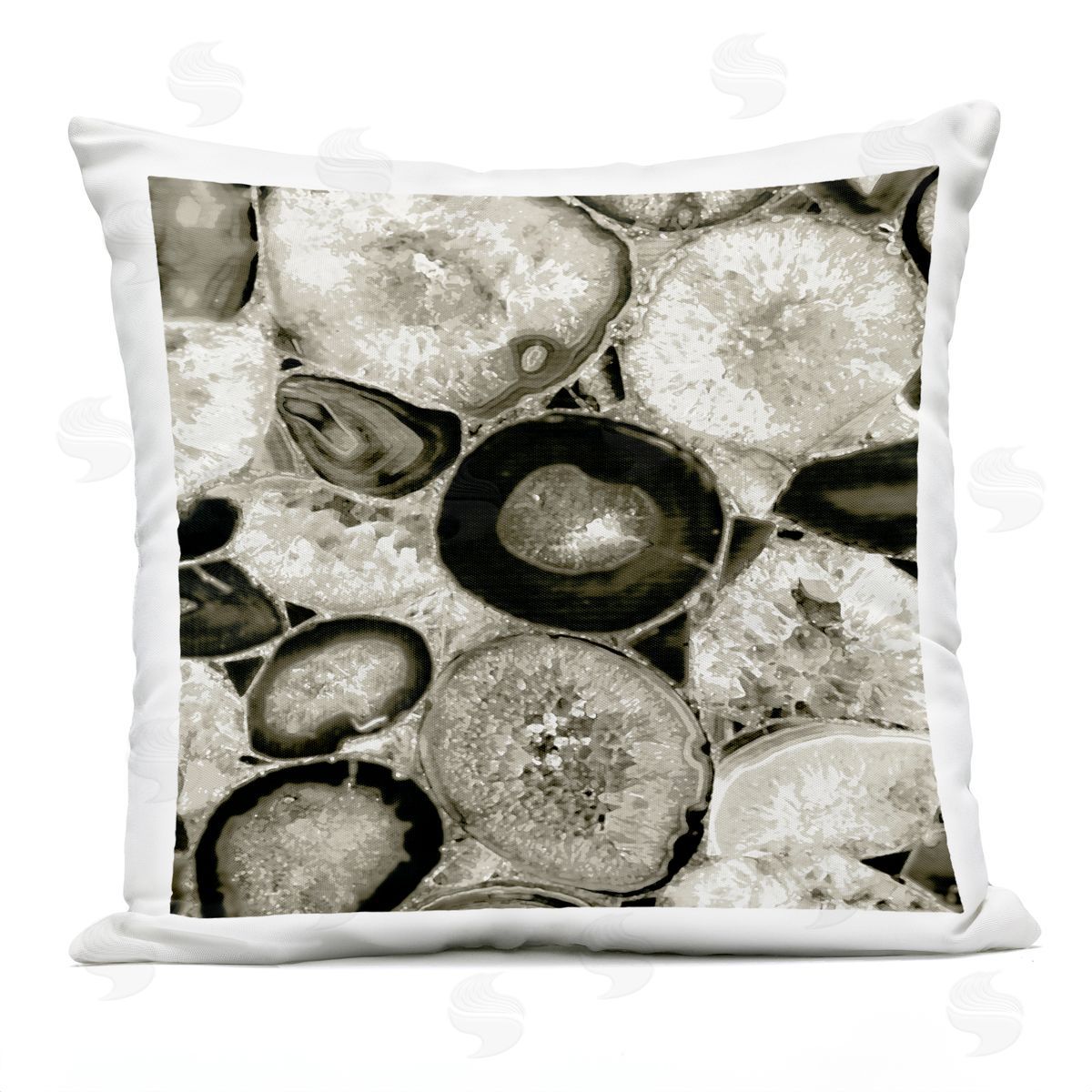 Varied Monochrome Gemstone Crystals Outdoor Printed Pillow, Home Decor by Danielle Carson