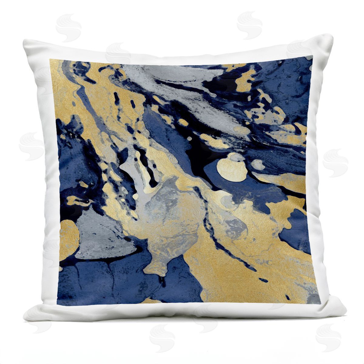 Blue Glam Marbled Pattern Outdoor Printed Pillow, Home Decor by Danielle Carson