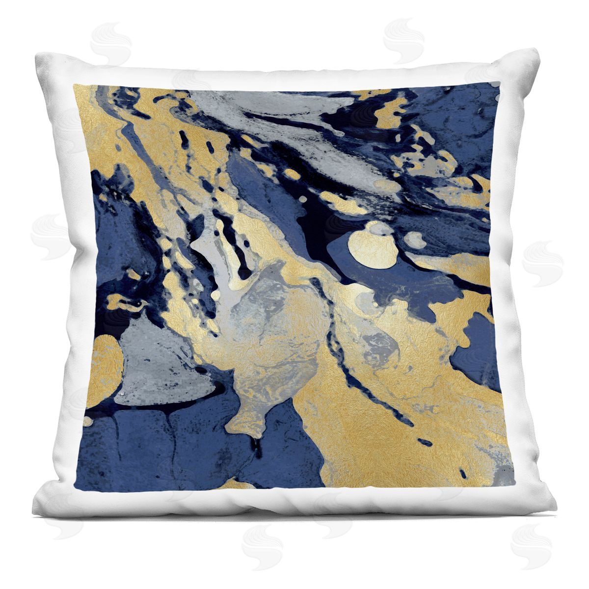 Blue Glam Marbled Pattern Decorative Printed Pillow, Home Decor by Danielle Carson